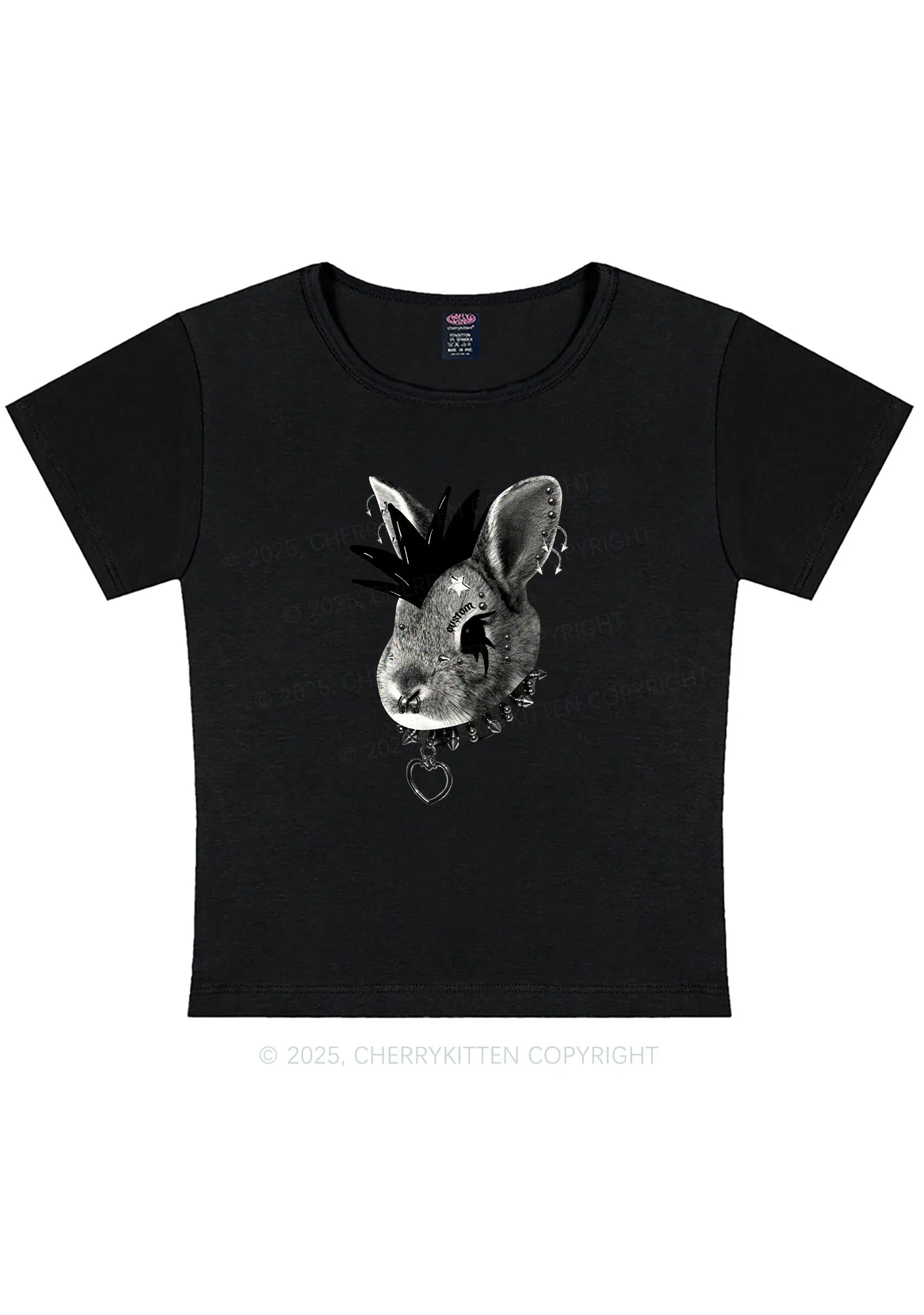 Curvy Custom Punk Pet Y2K Baby Tee Cherrykitten - Image 4
