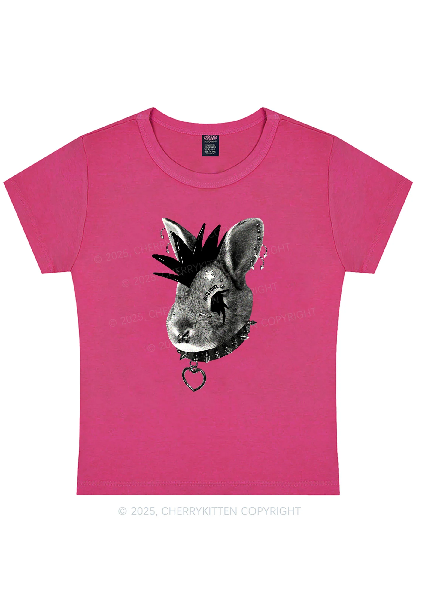 Curvy Custom Punk Pet Y2K Baby Tee Cherrykitten - Image 6
