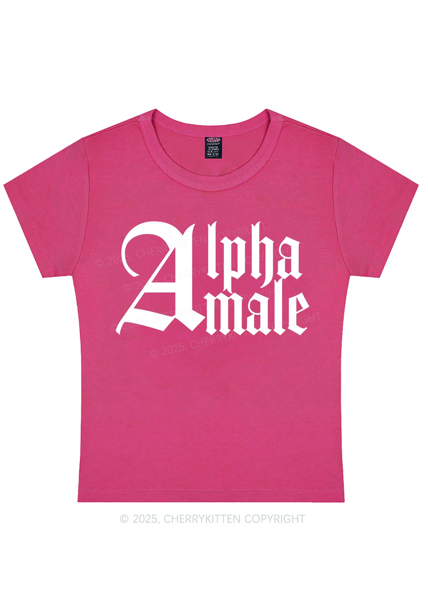 Curvy Custom Text Gothic Font Y2K Baby Tee Cherrykitten - Image 4
