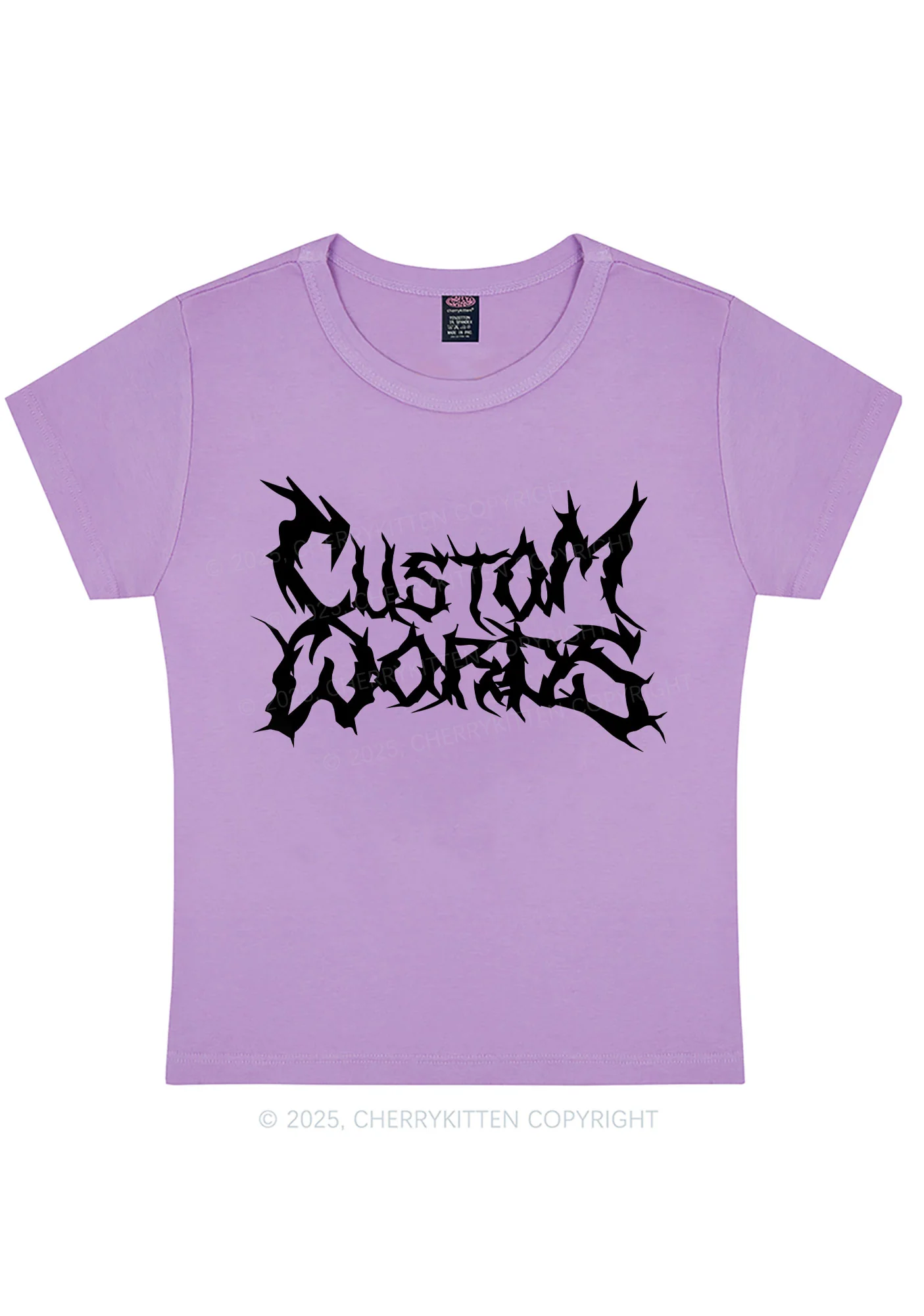 Curvy Custom Text Punk Font Y2K Baby Tee Cherrykitten - Image 3