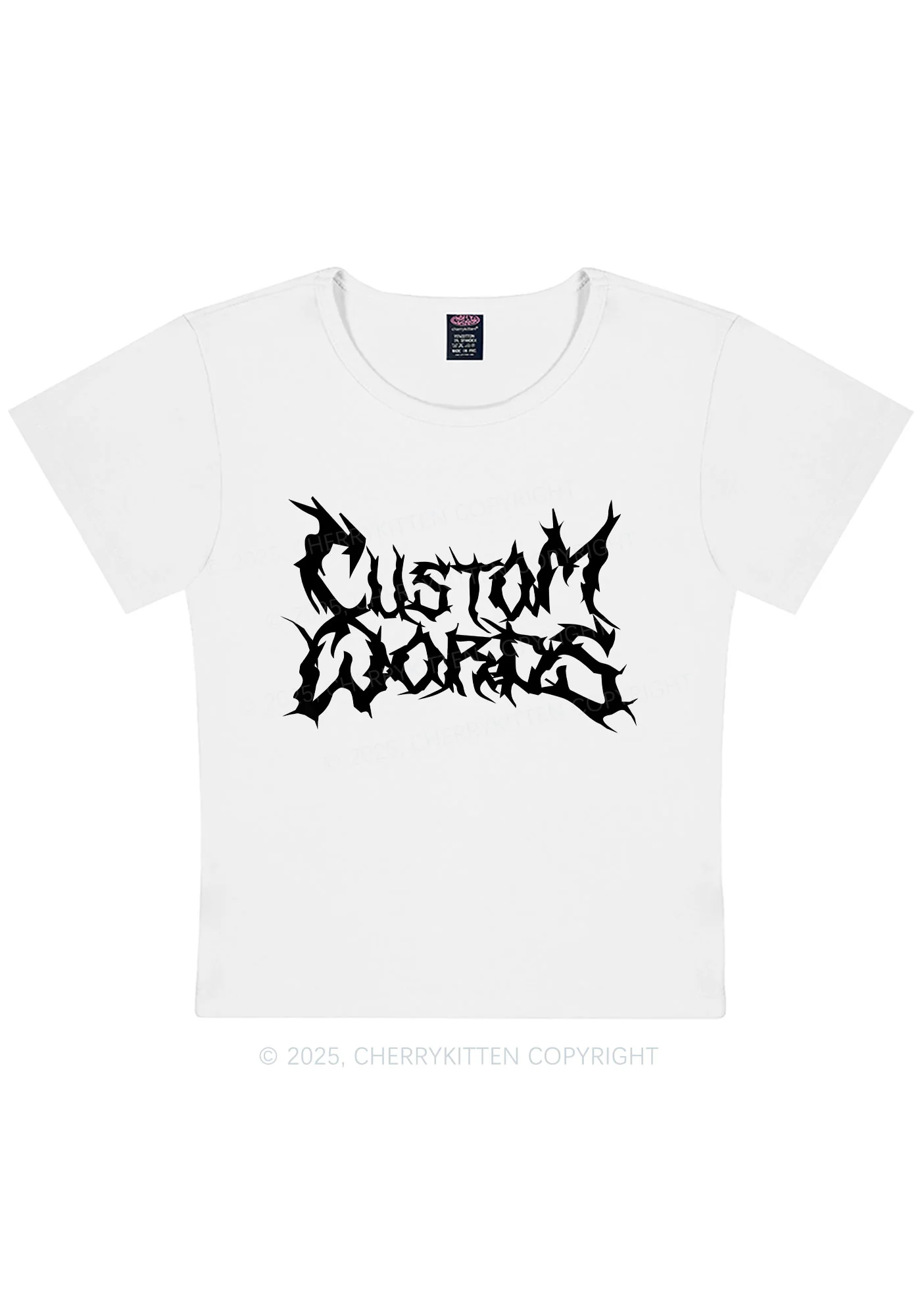Curvy Custom Text Punk Font Y2K Baby Tee Cherrykitten - Image 4