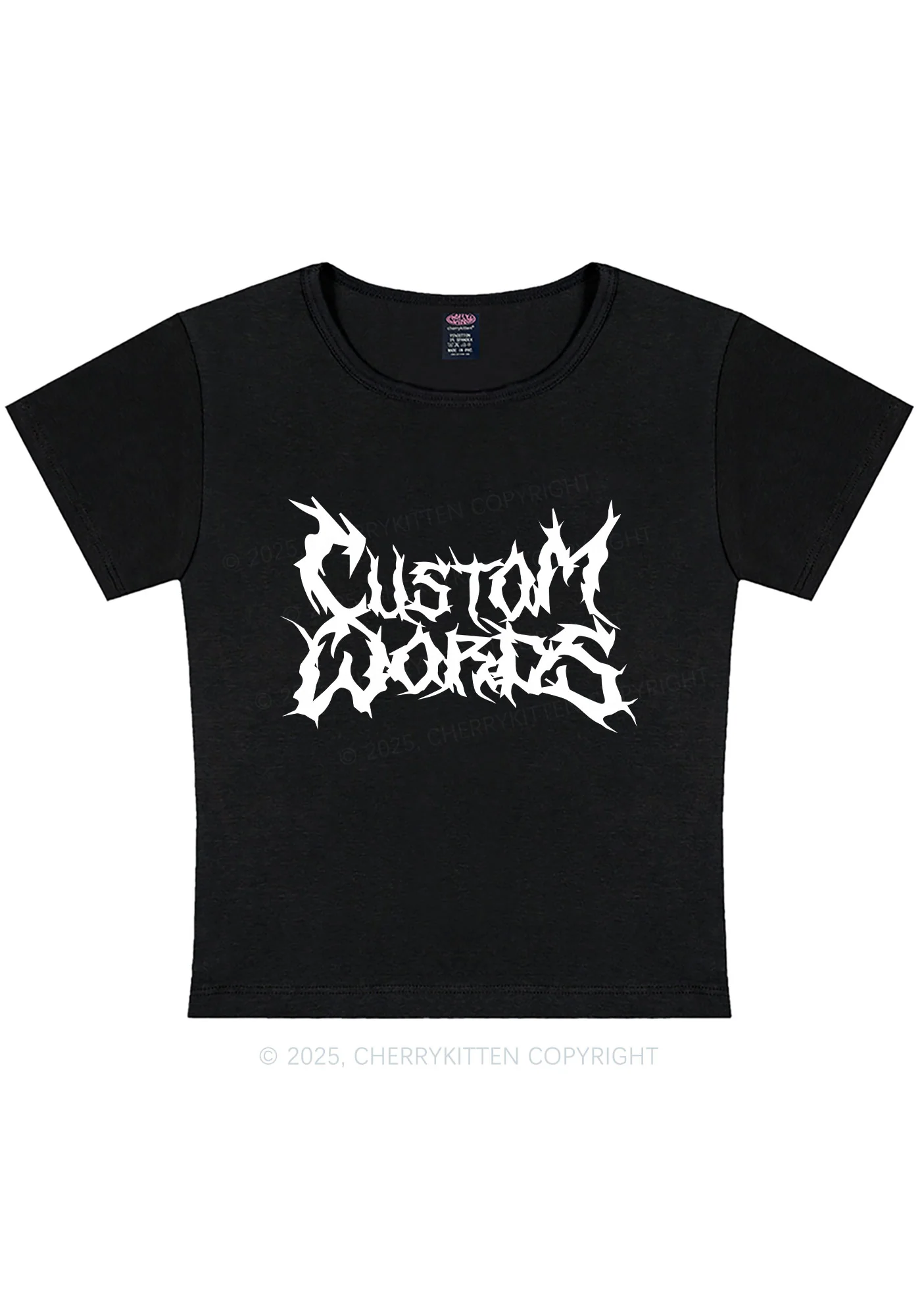 Curvy Custom Text Punk Font Y2K Baby Tee Cherrykitten - Image 5