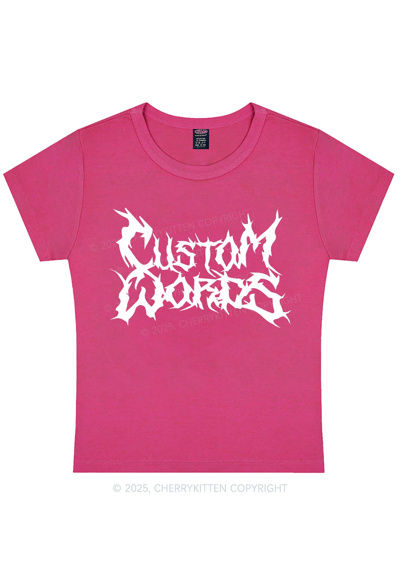 Curvy Custom Text Punk Font Y2K Baby Tee Cherrykitten - Image 6