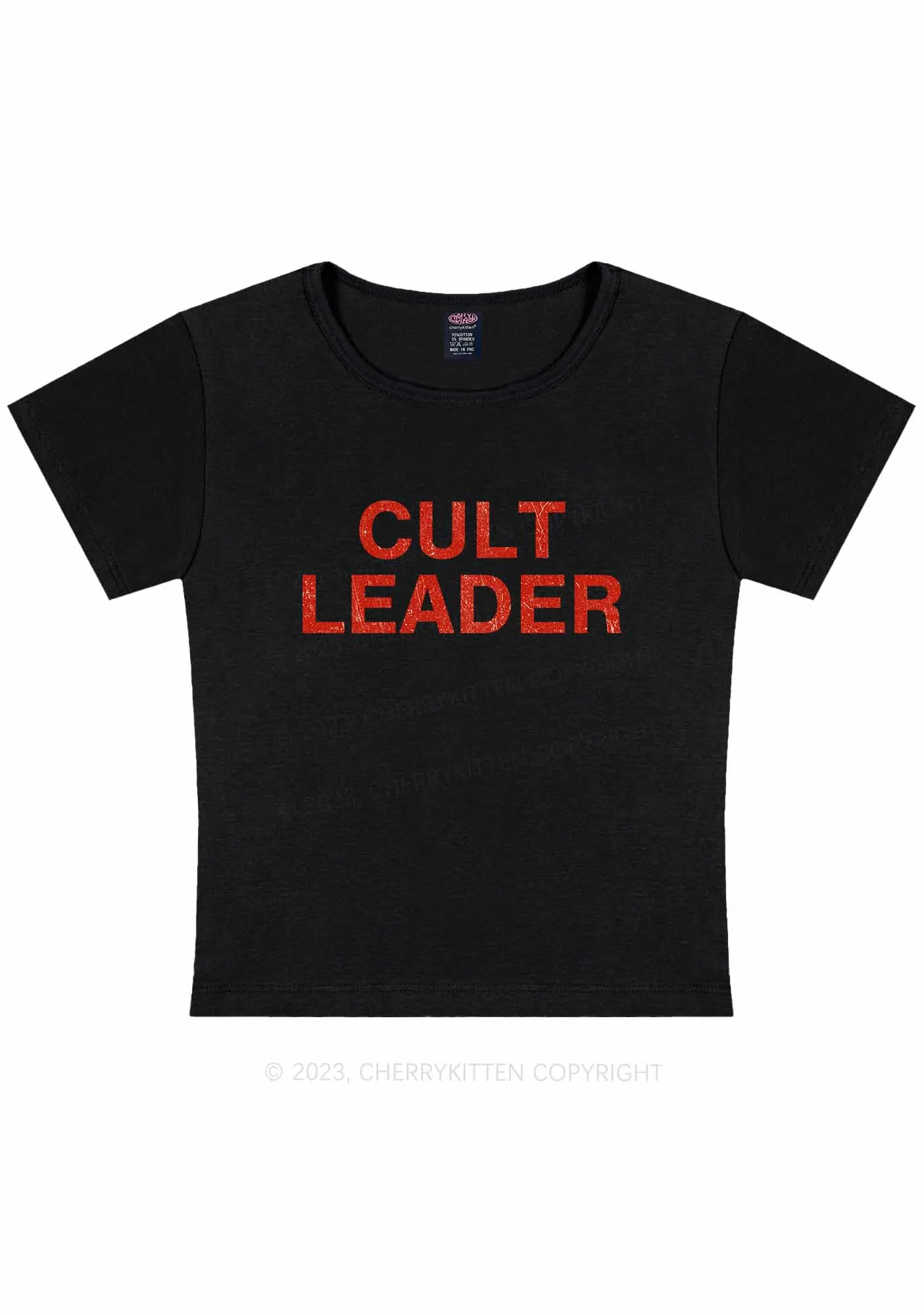 Curvy Cut Leader Y2K Baby Tee Cherrykitten - Image 2