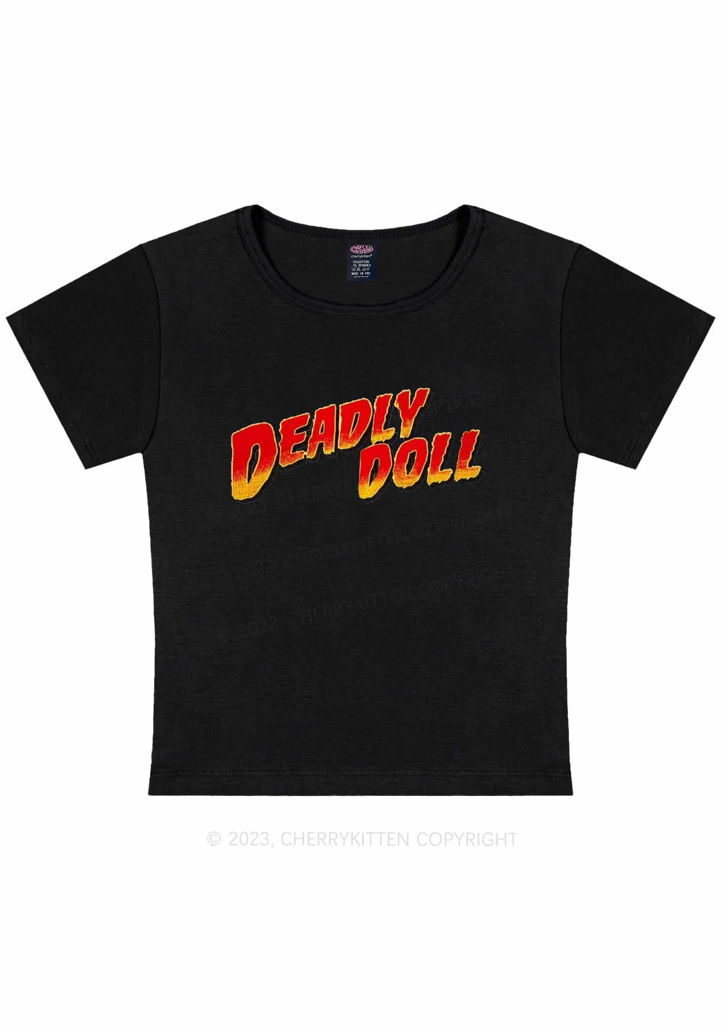 Curvy Deadly Doll Y2K Baby Tee Cherrykitten - Image 3