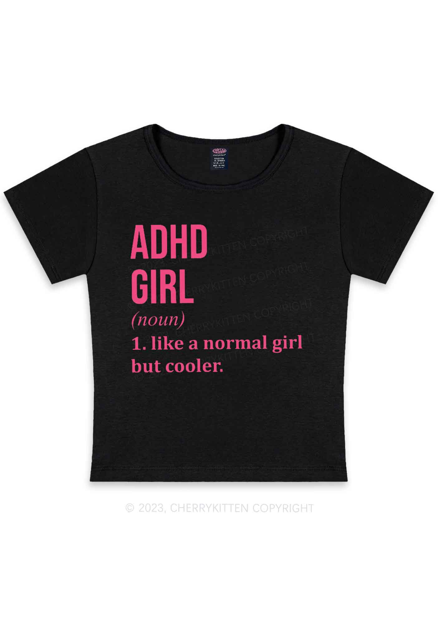 Curvy Definition ADHD Girl Y2K Baby Tee Cherrykitten - Image 2