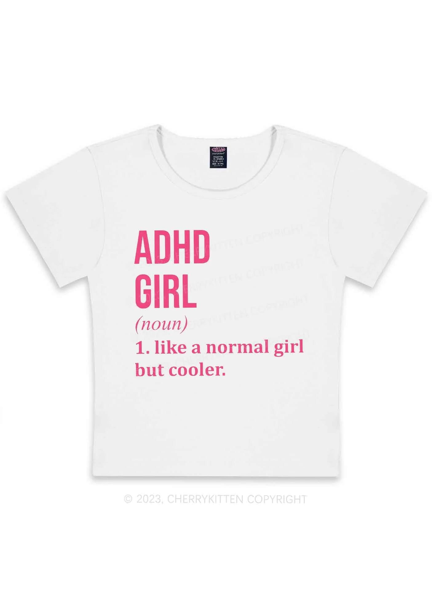 Curvy Definition ADHD Girl Y2K Baby Tee Cherrykitten - Image 3