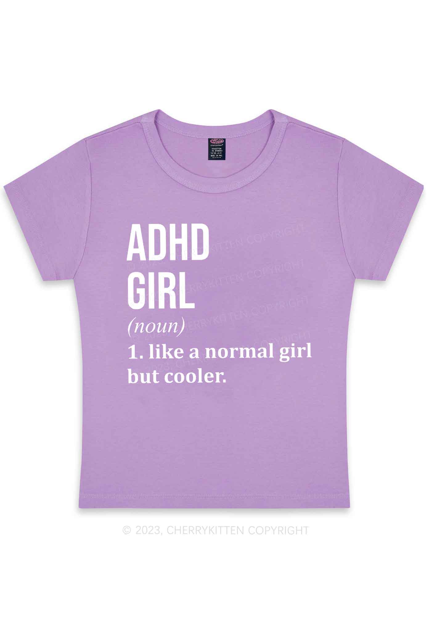 Curvy Definition ADHD Girl Y2K Baby Tee Cherrykitten - Image 4