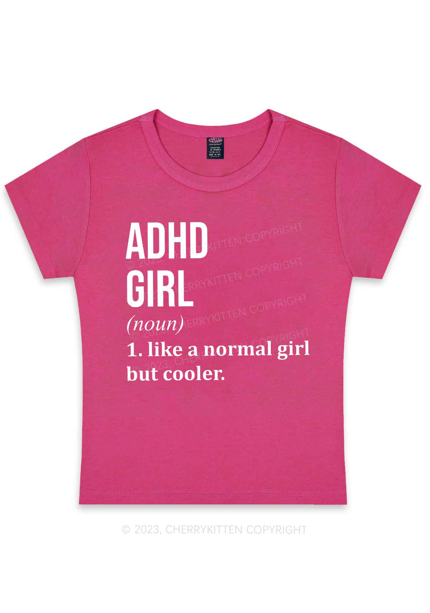 Curvy Definition ADHD Girl Y2K Baby Tee Cherrykitten - Image 5
