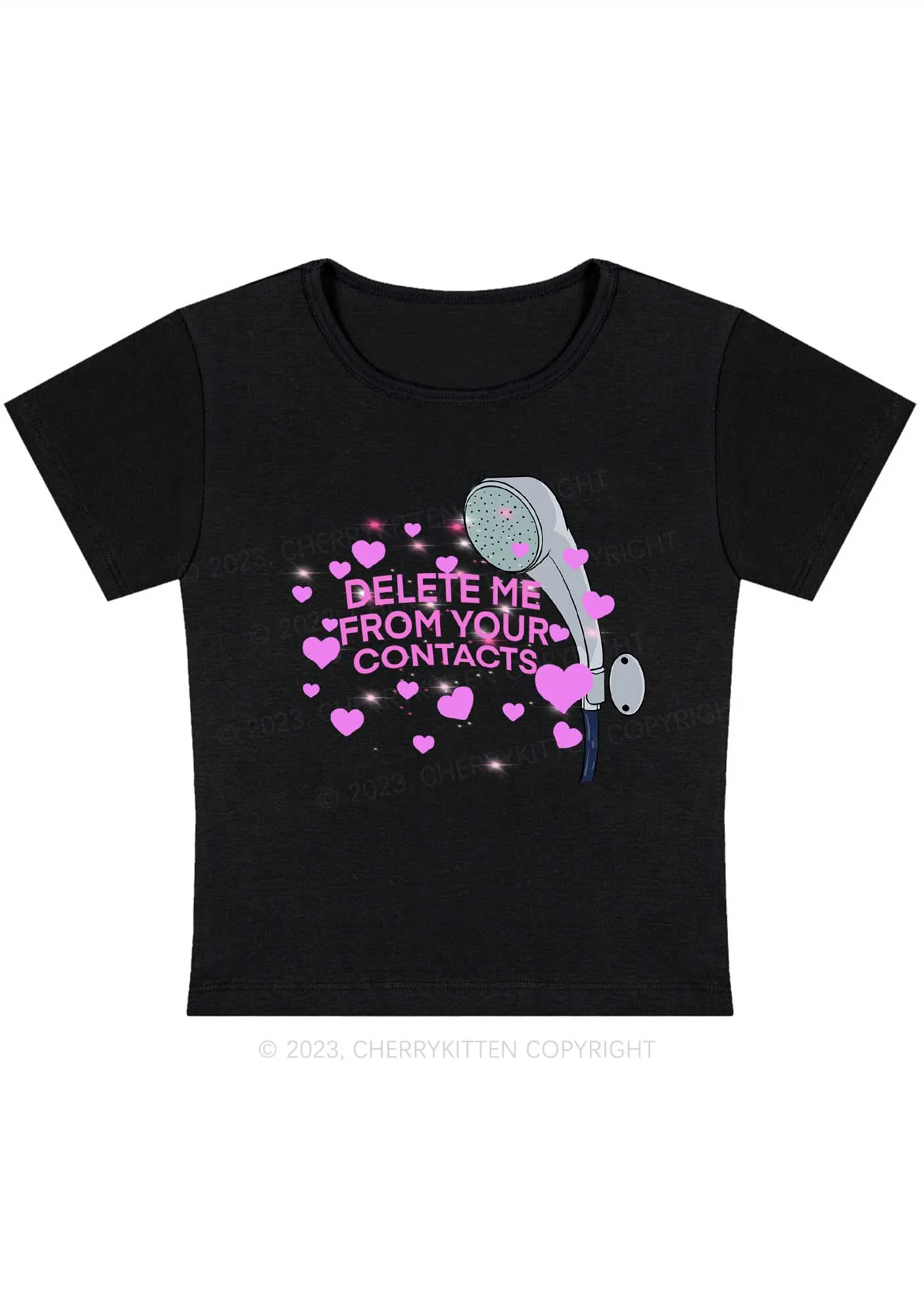 Curvy Delete Me From Your Contacts Y2K Baby Tee Cherrykitten - Image 2
