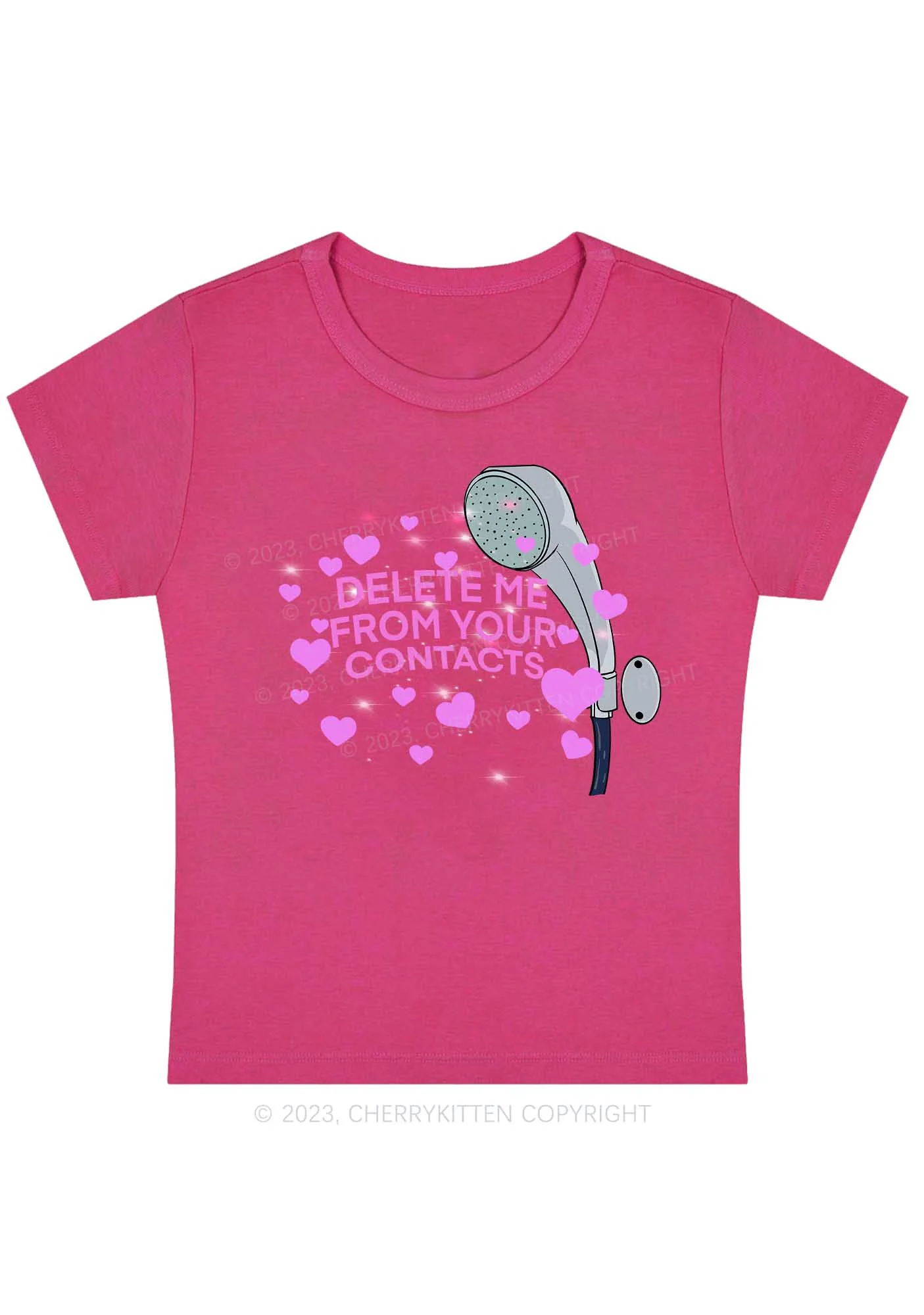 Curvy Delete Me From Your Contacts Y2K Baby Tee Cherrykitten - Image 5