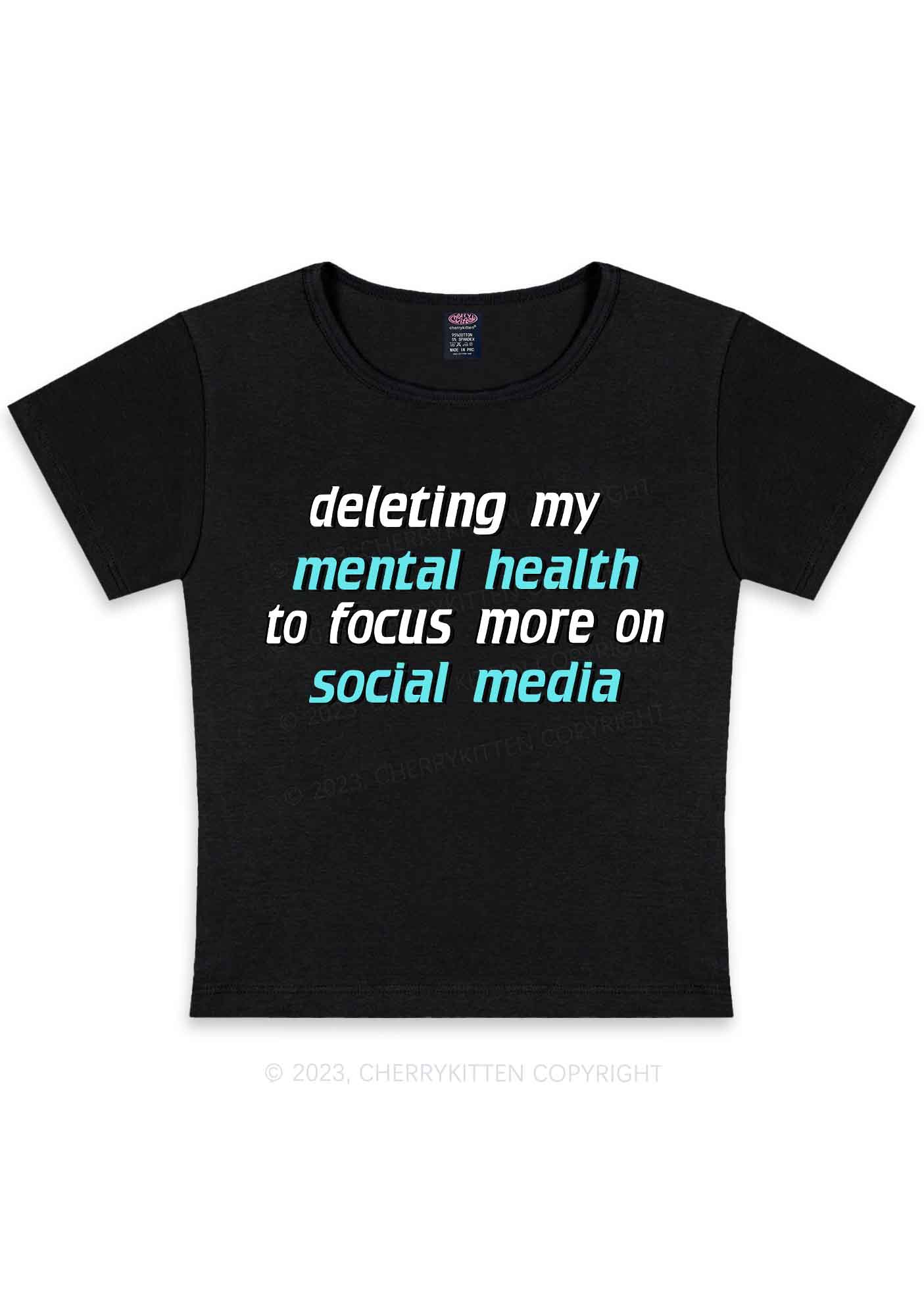 Curvy Deleting My Mental Health Y2K Baby Tee Cherrykitten - Image 2