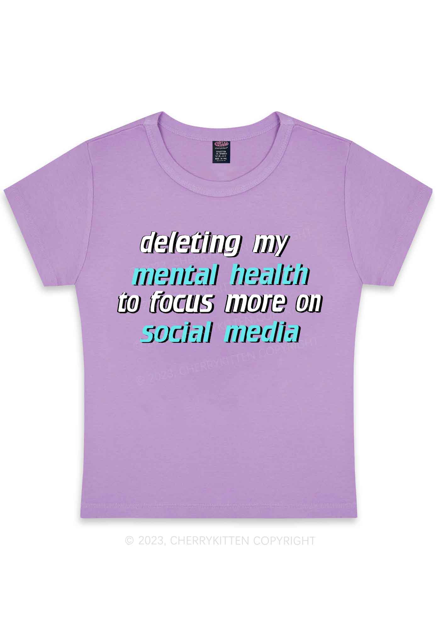 Curvy Deleting My Mental Health Y2K Baby Tee Cherrykitten - Image 4