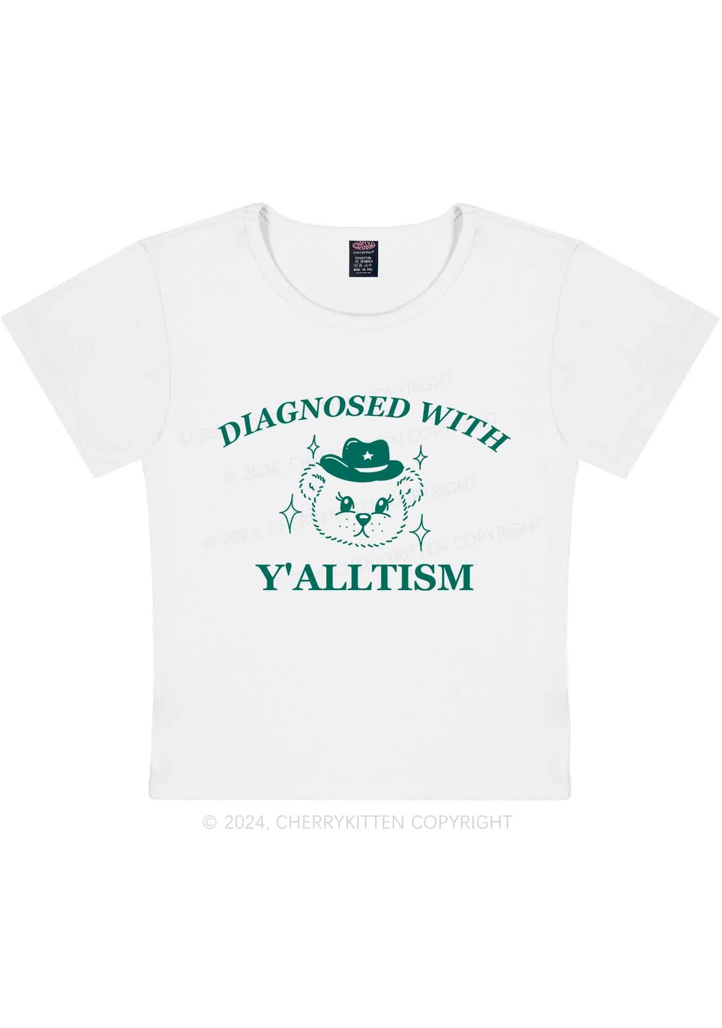 Curvy Diagnosed With Y'alltism Y2K Baby Tee Cherrykitten - Image 3