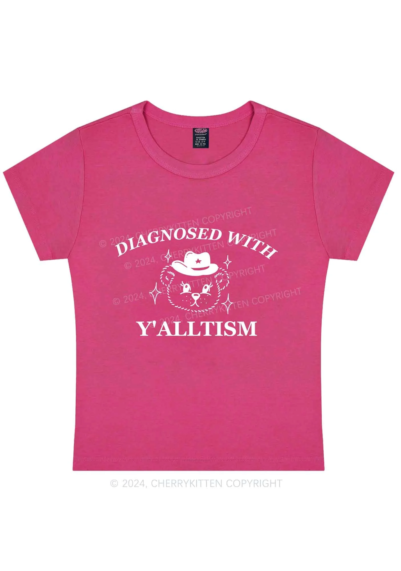 Curvy Diagnosed With Y'alltism Y2K Baby Tee Cherrykitten - Image 4