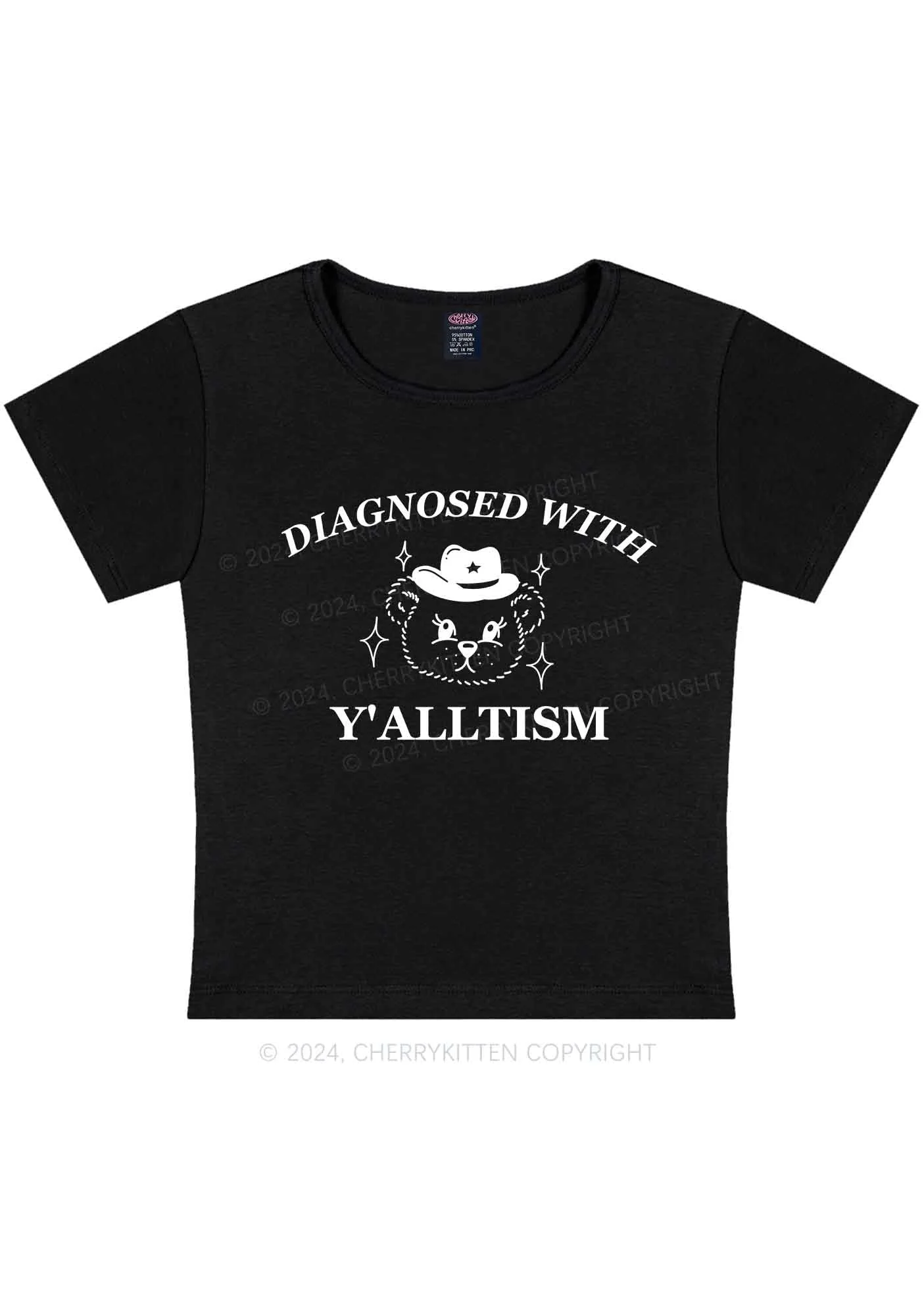 Curvy Diagnosed With Y'alltism Y2K Baby Tee Cherrykitten - Image 5