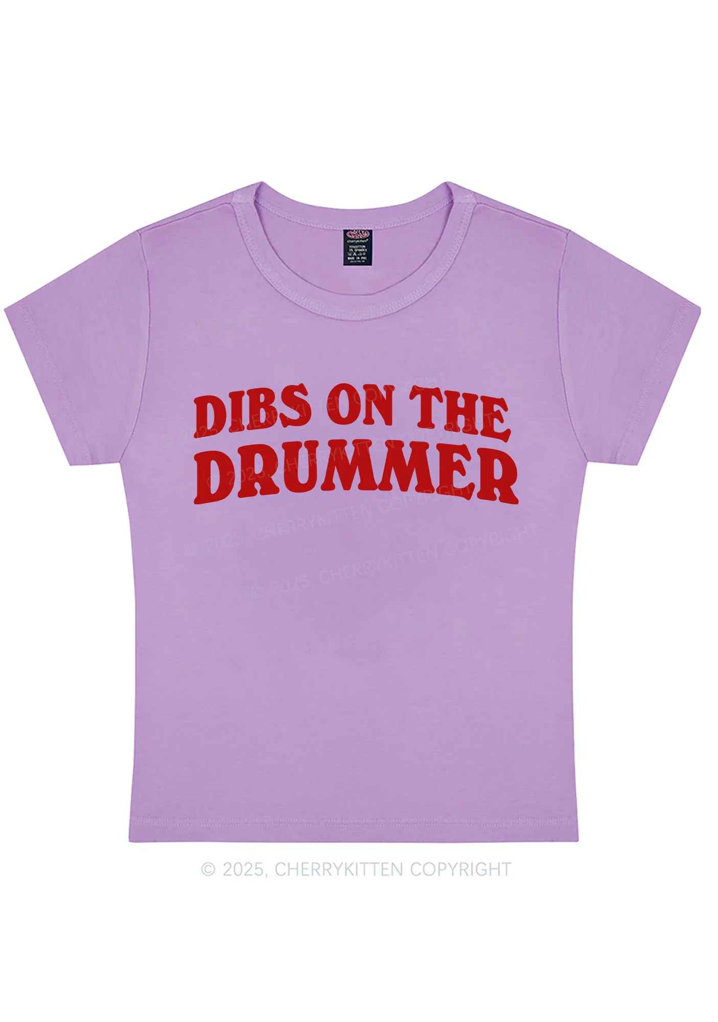 Curvy Dibs On The Drummer Y2K Baby Tee Cherrykitten - Image 4
