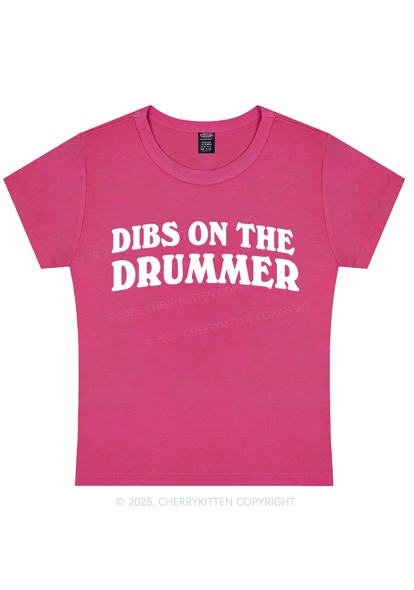 Curvy Dibs On The Drummer Y2K Baby Tee Cherrykitten - Image 5