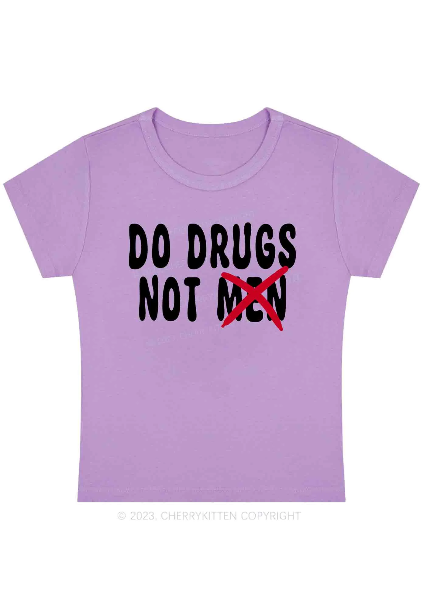 Curvy Do Drxgs Not Men Baby Tee Cherrykitten - Image 4