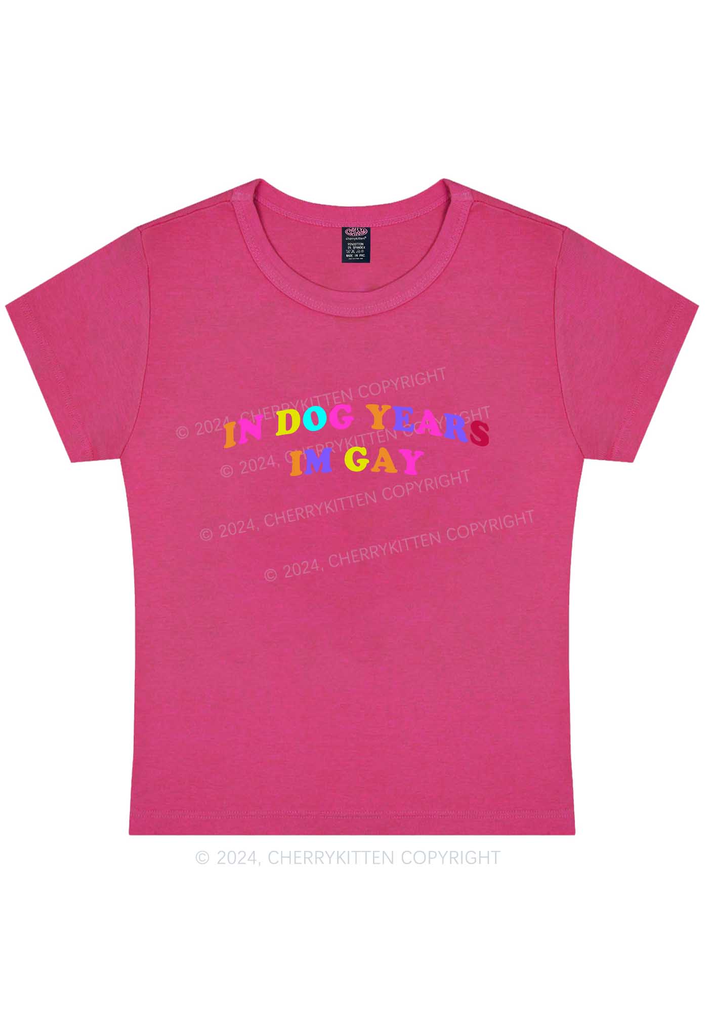 Curvy Dog Years Gay Y2K Baby Tee Cherrykitten - Image 5