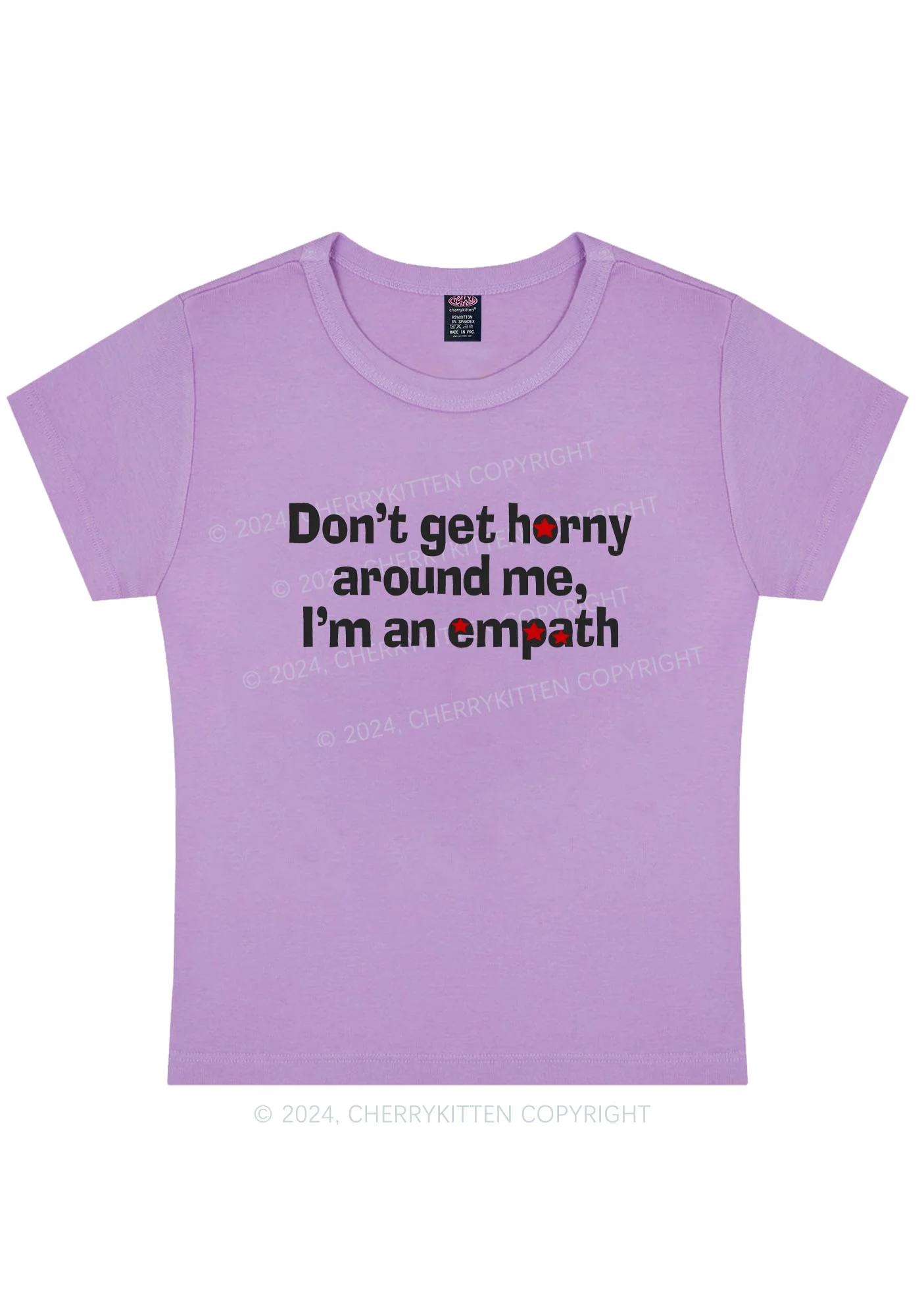 Curvy Don't Get Horny Around Me Y2K Baby Tee Cherrykitten - Image 2