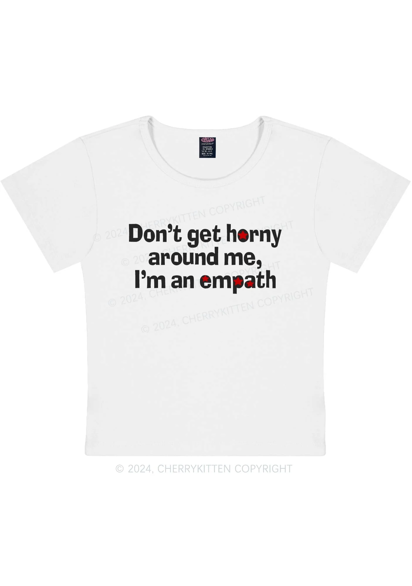 Curvy Don't Get Horny Around Me Y2K Baby Tee Cherrykitten - Image 5