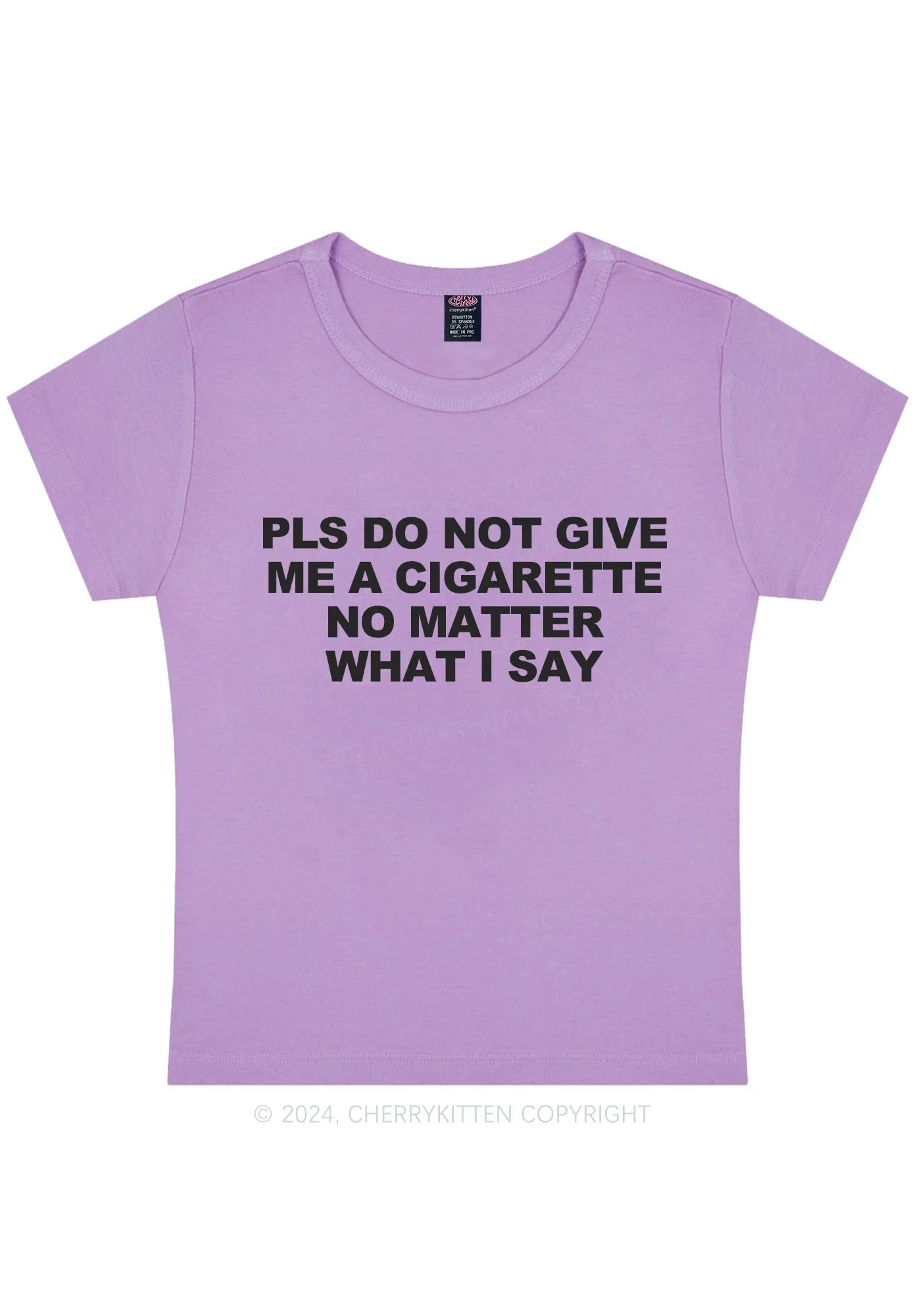 Curvy Don't Give Me Cigarette Y2K Baby Tee Cherrykitten - Image 2