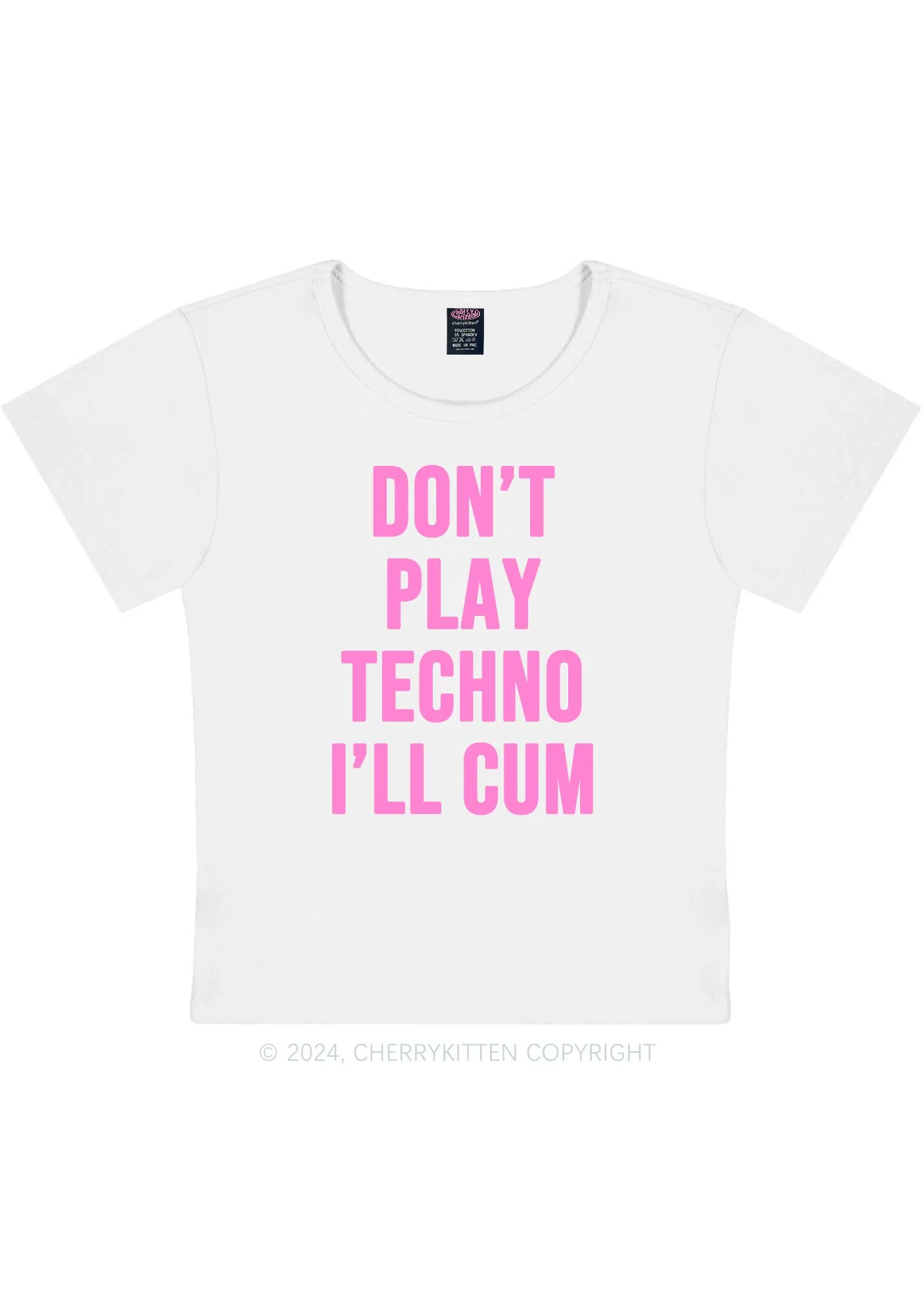 Curvy Don't Play Techno Y2K Baby Tee Cherrykitten - Image 3
