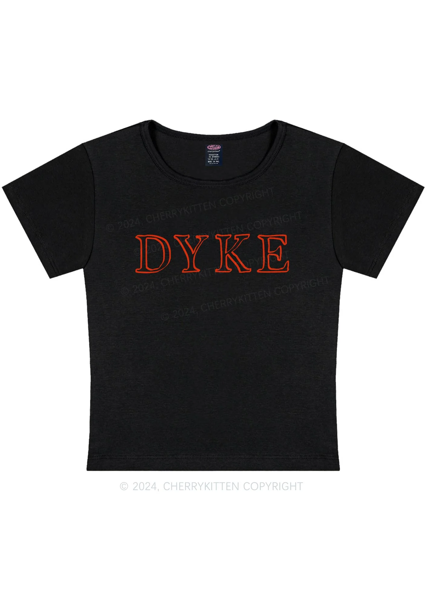 Curvy DYKE Y2K Baby Tee Cherrykitten - Image 4
