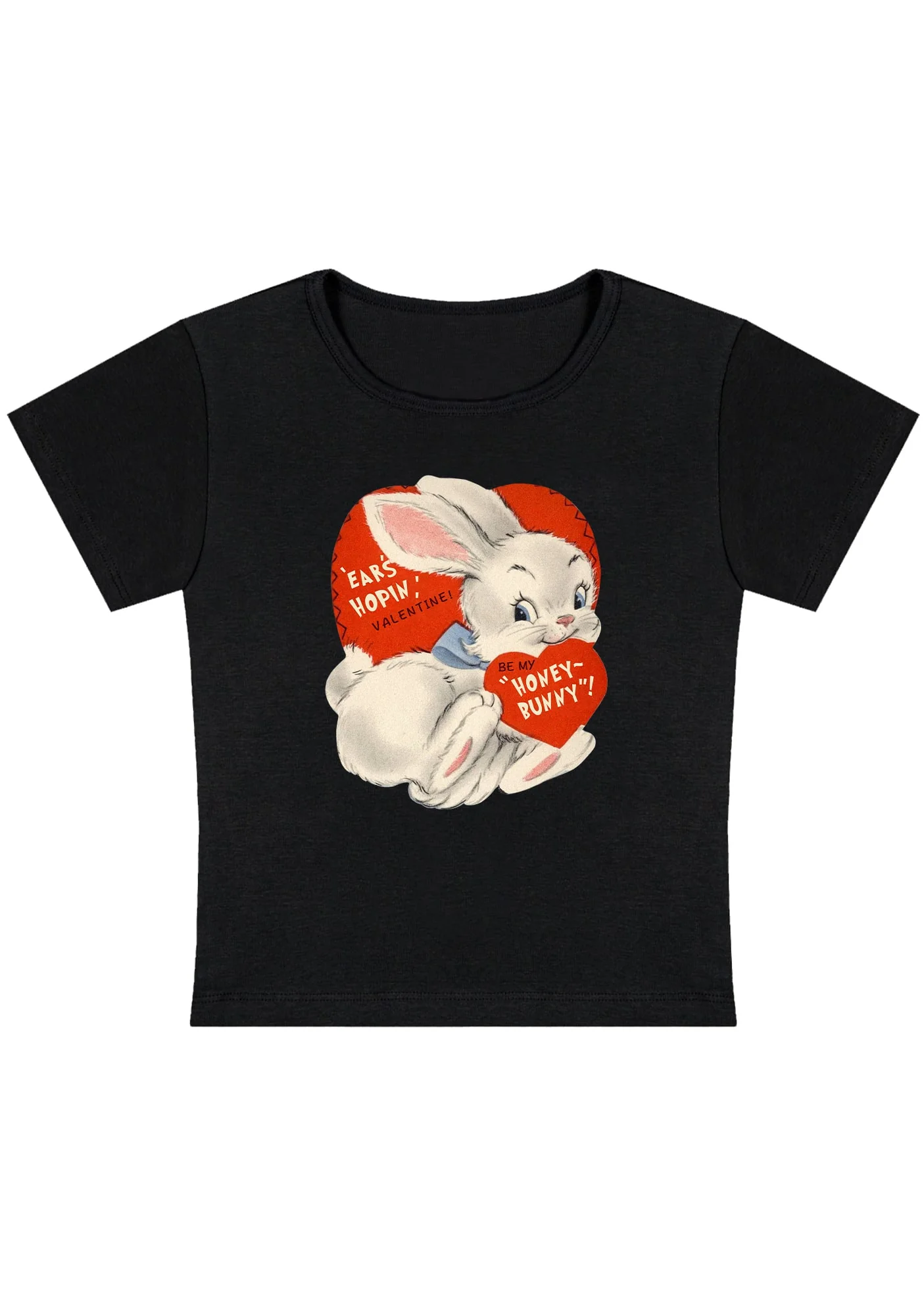 Curvy Ears Hopin Valentine Be My Honey Bunny Baby Tee - Image 3