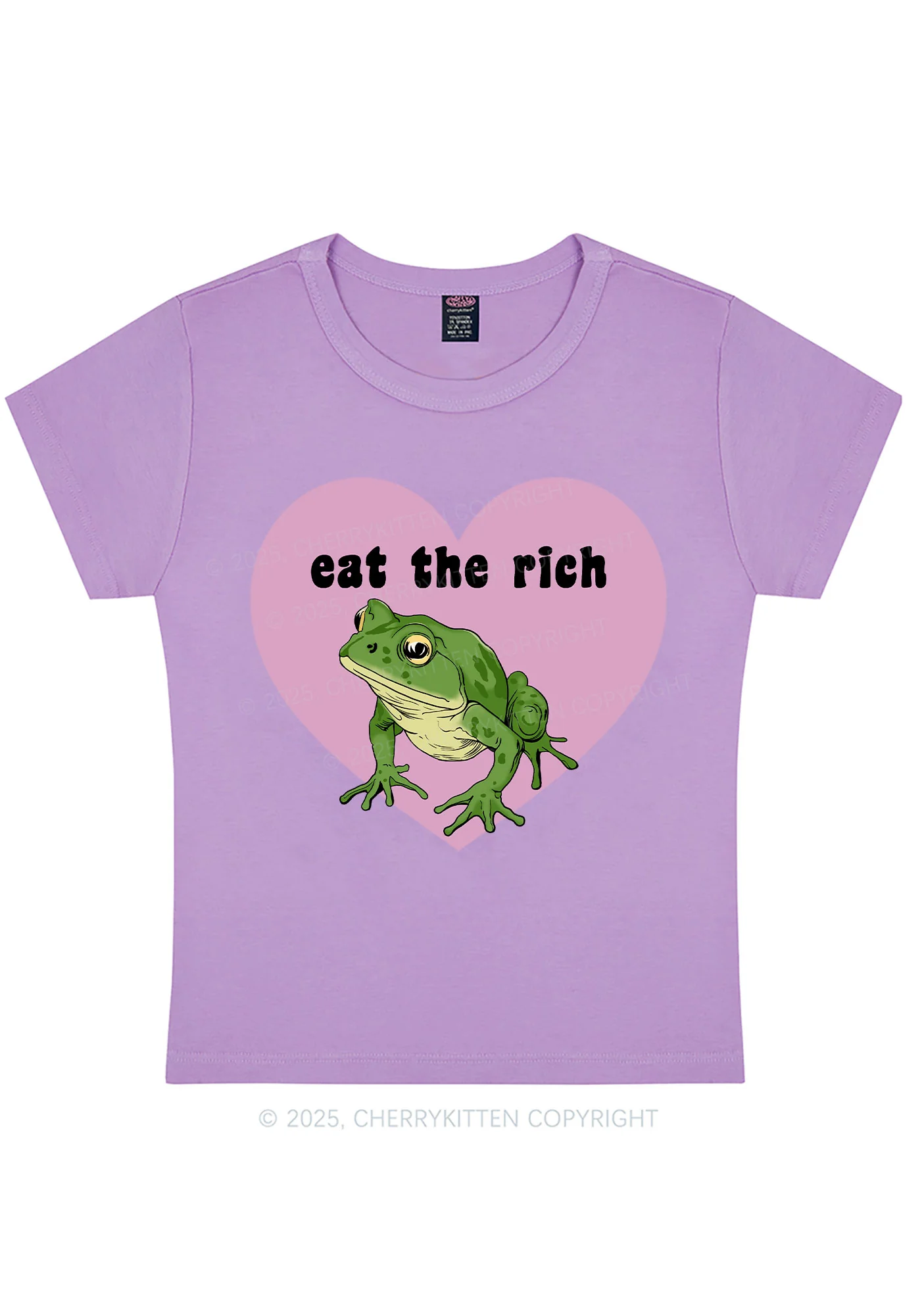 Curvy Eat The Rich Frog Y2K Baby Tee Cherrykitten - Image 2