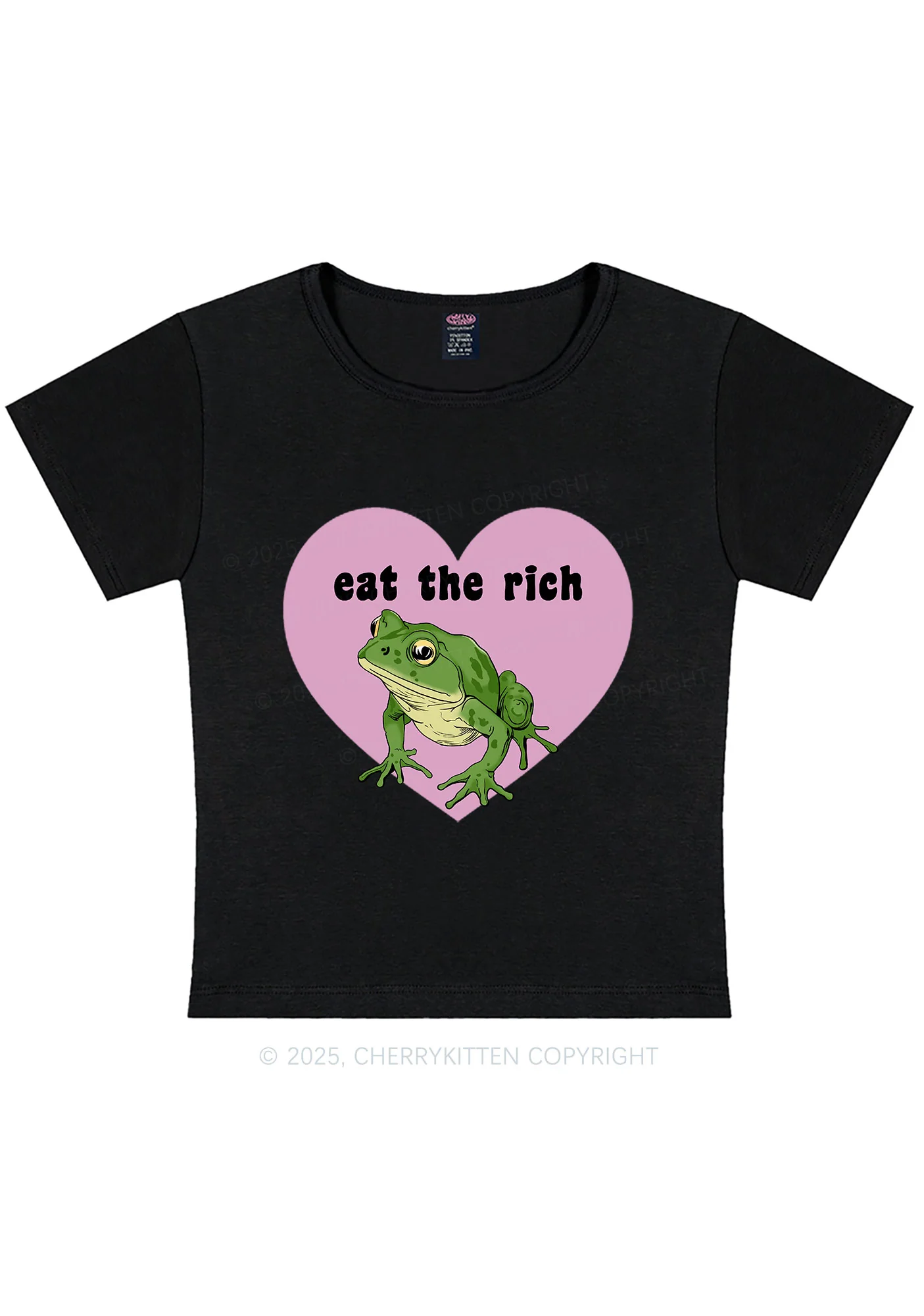 Curvy Eat The Rich Frog Y2K Baby Tee Cherrykitten - Image 3