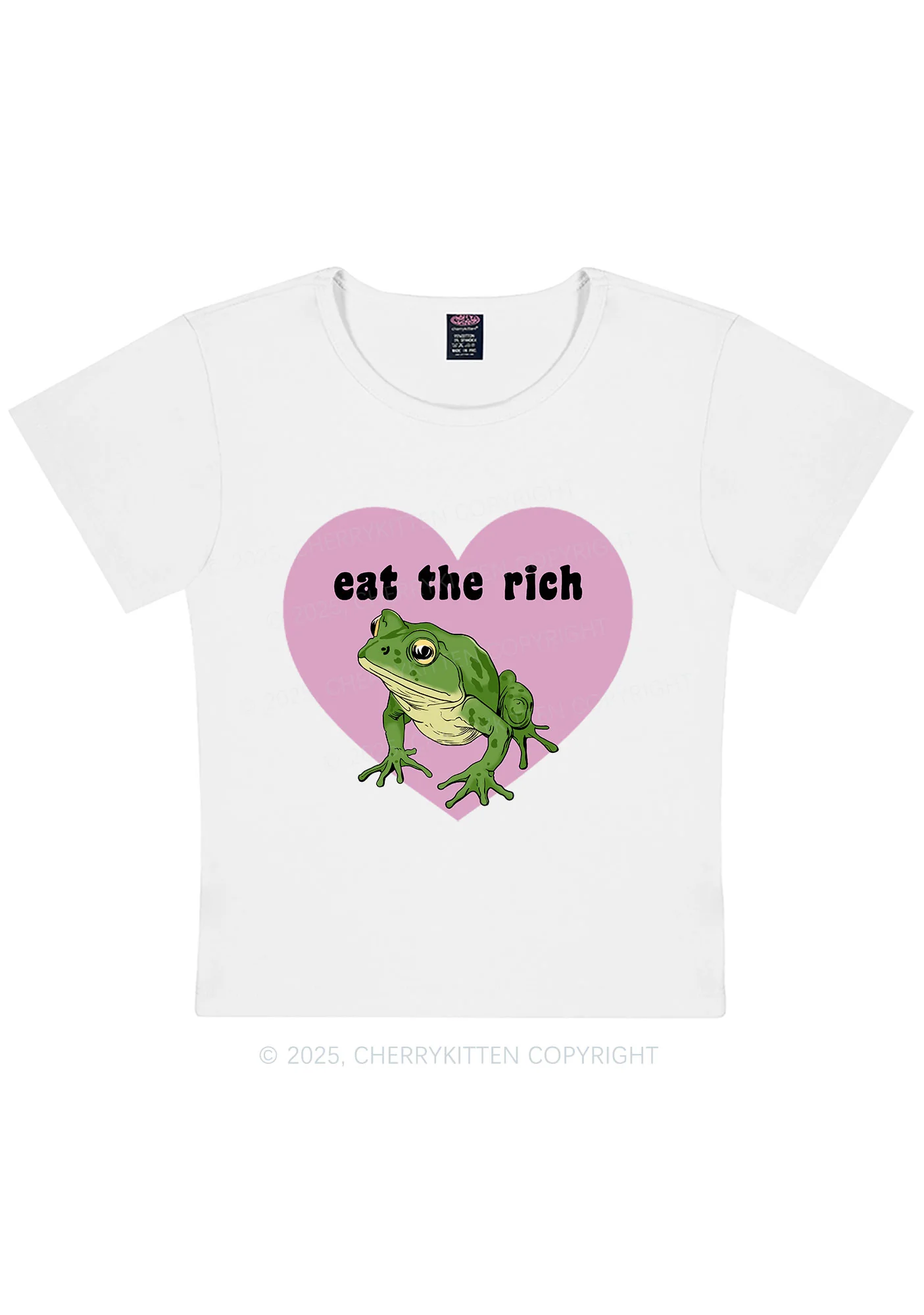 Curvy Eat The Rich Frog Y2K Baby Tee Cherrykitten - Image 4