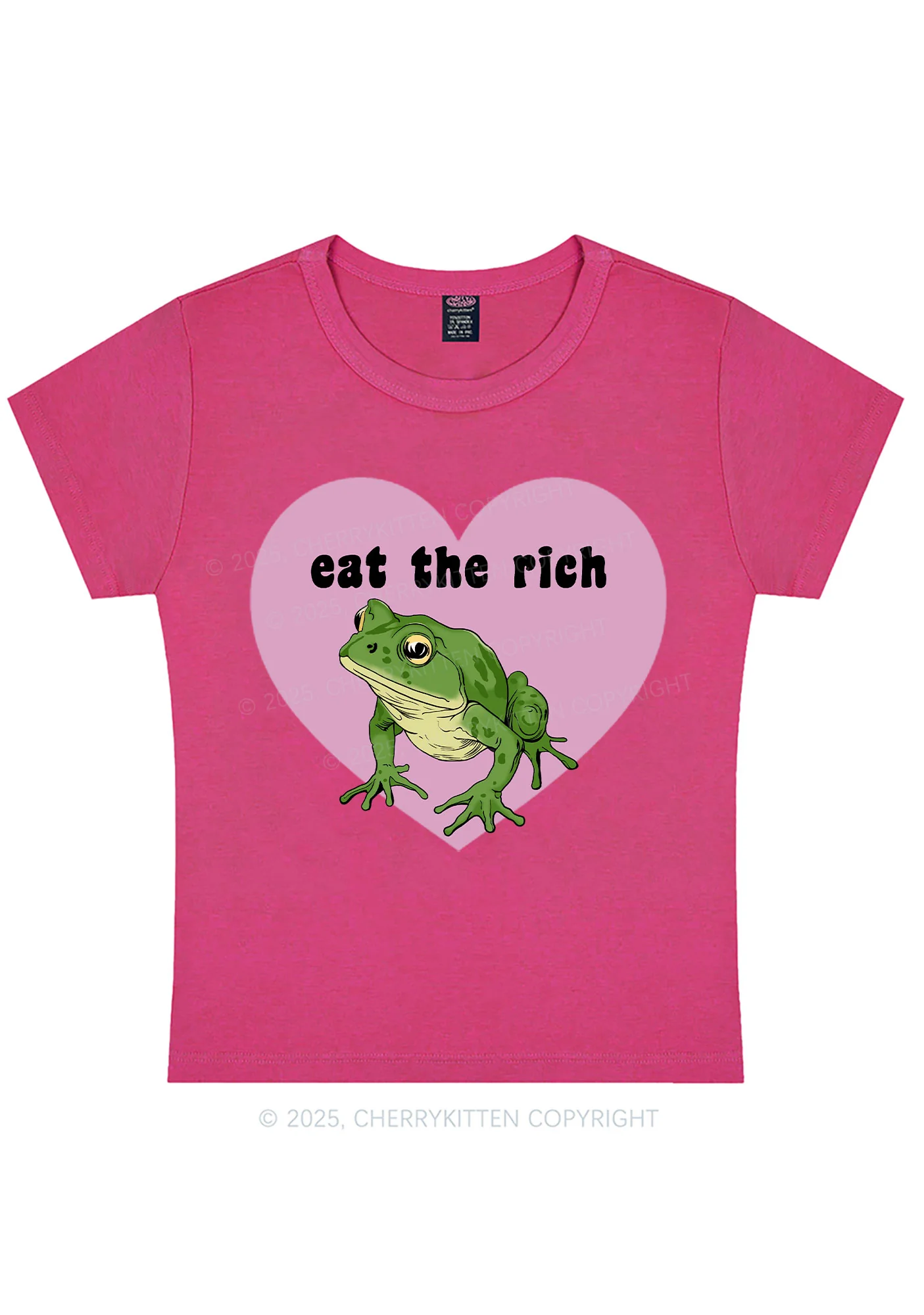Curvy Eat The Rich Frog Y2K Baby Tee Cherrykitten - Image 5