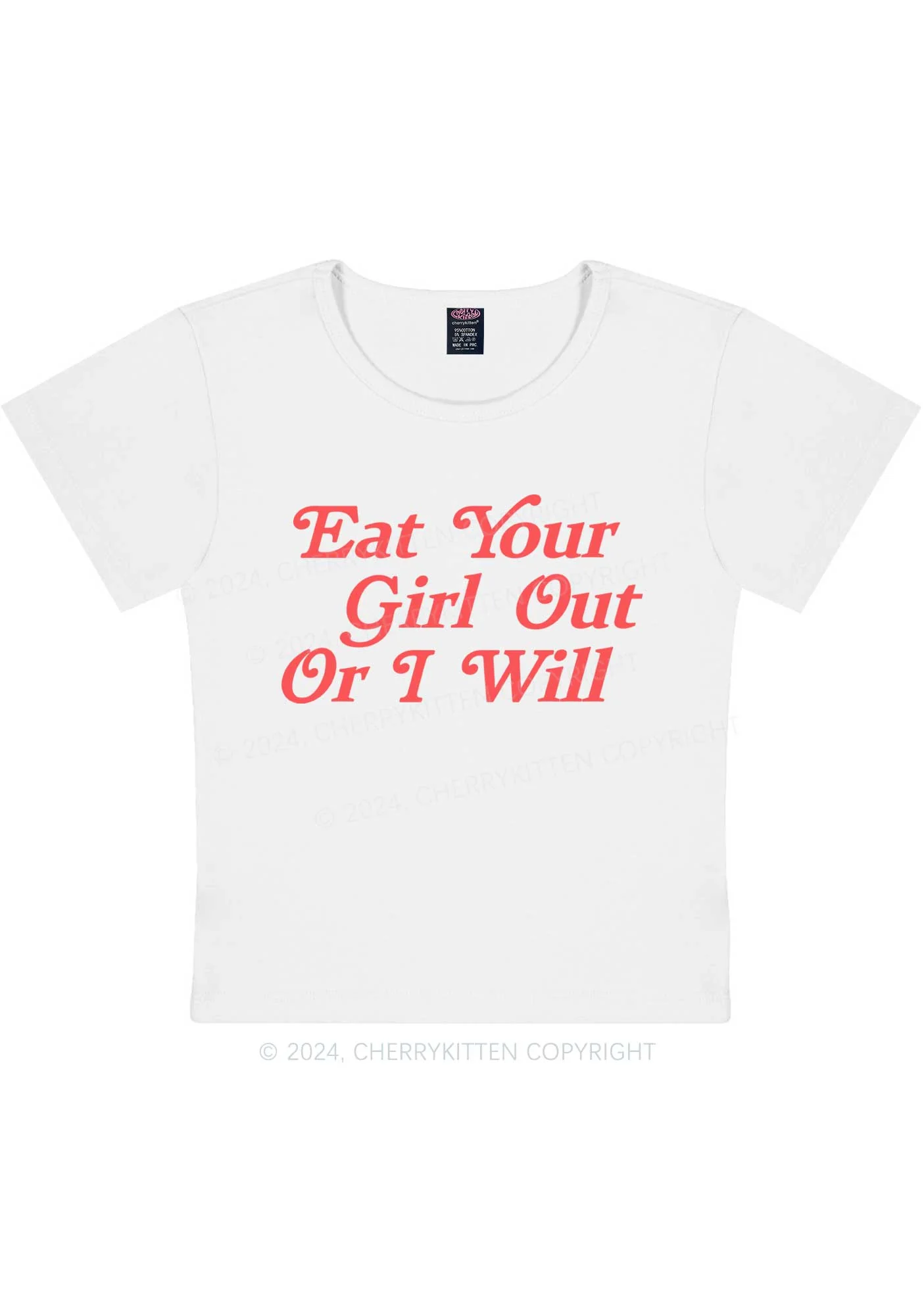 Curvy Eat Your Girl Out Y2K Baby Tee Cherrykitten - Image 2