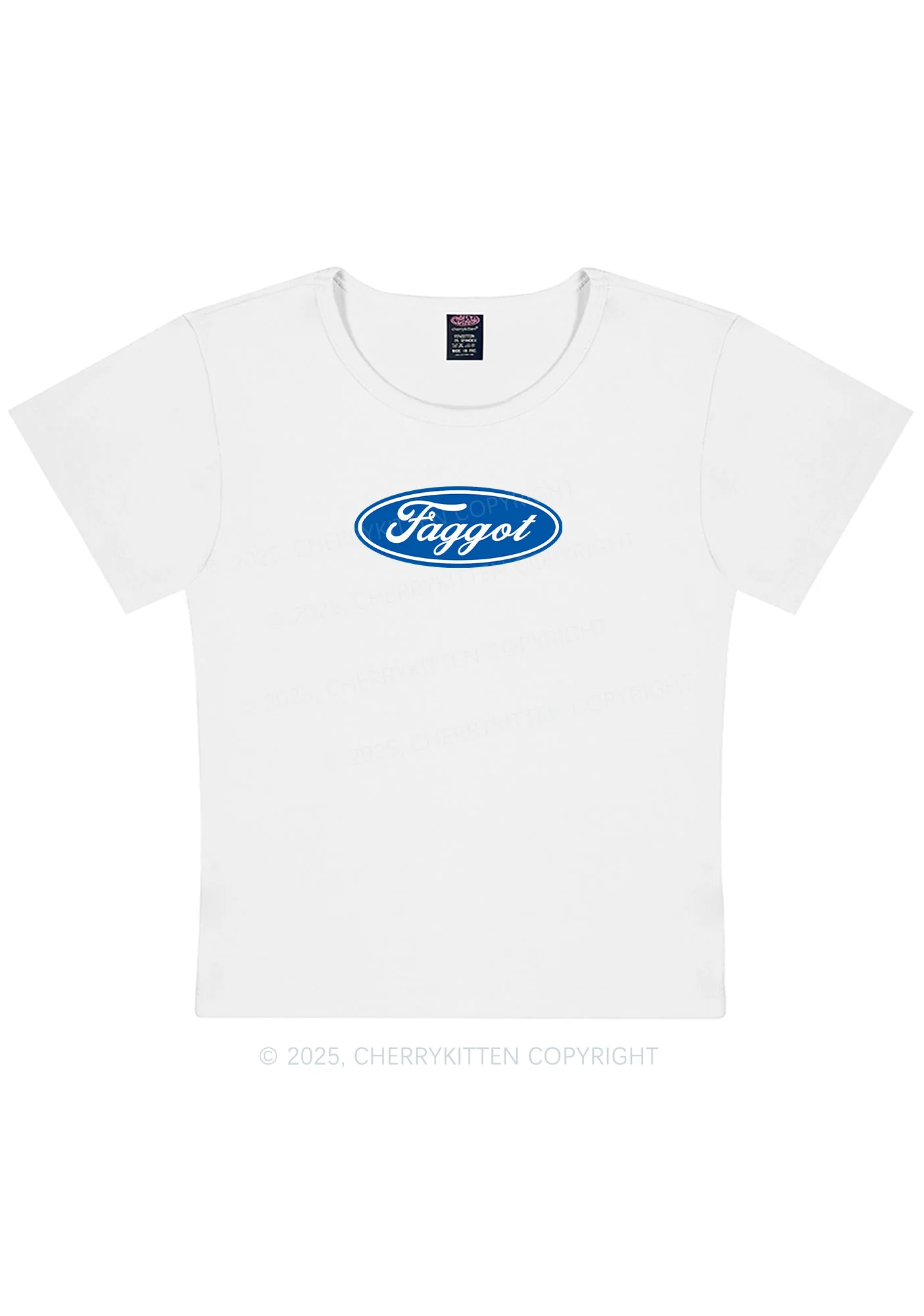 Curvy Faggot Pride Y2K Baby Tee Cherrykitten - Image 2