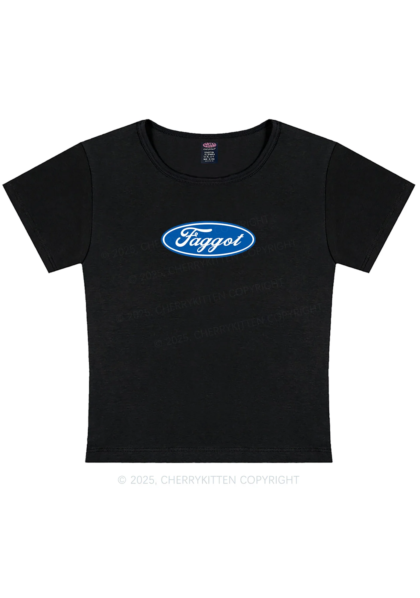 Curvy Faggot Pride Y2K Baby Tee Cherrykitten - Image 3