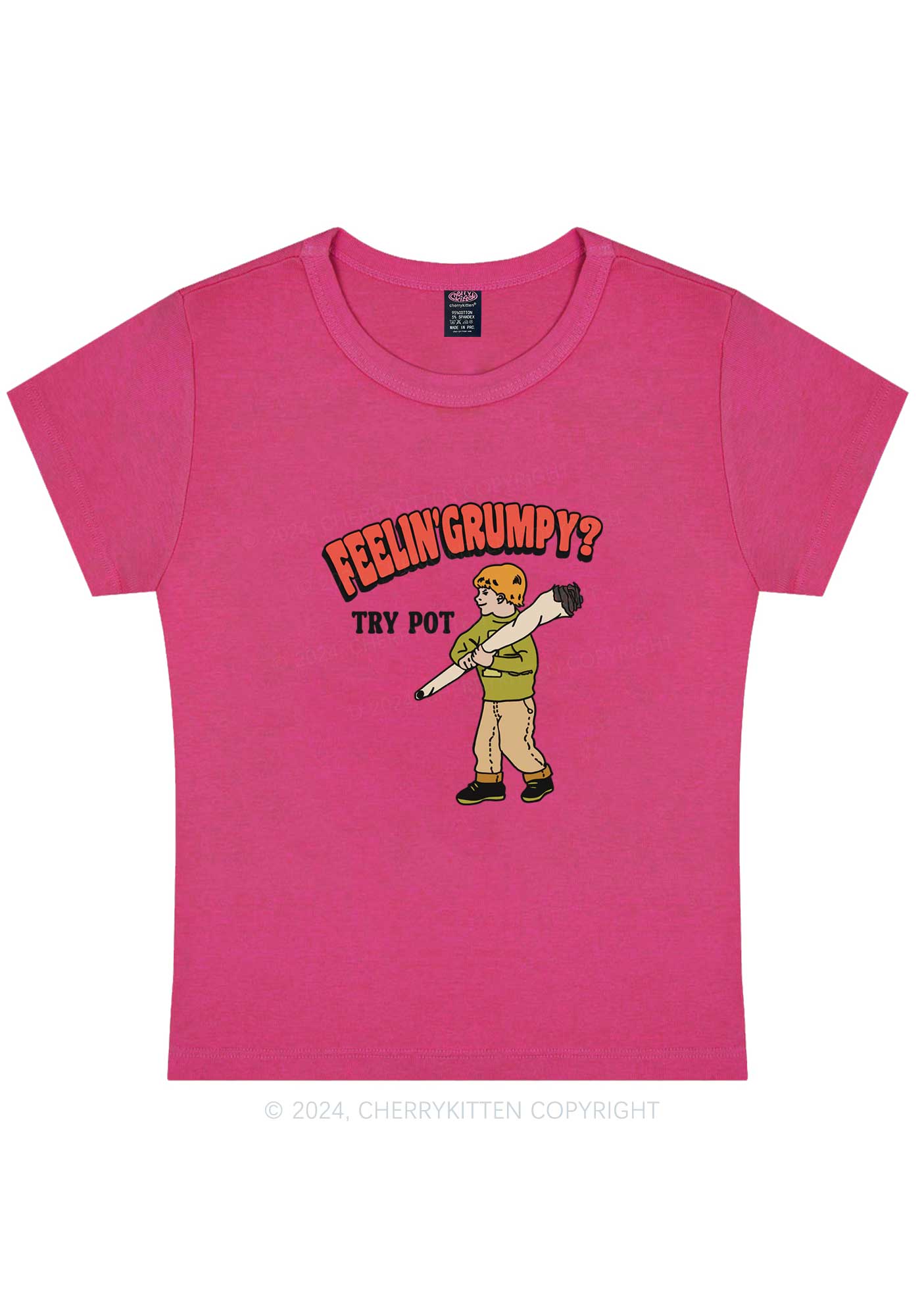 Curvy Feelin' Grumpy Y2K Baby Tee Cherrykitten - Image 5