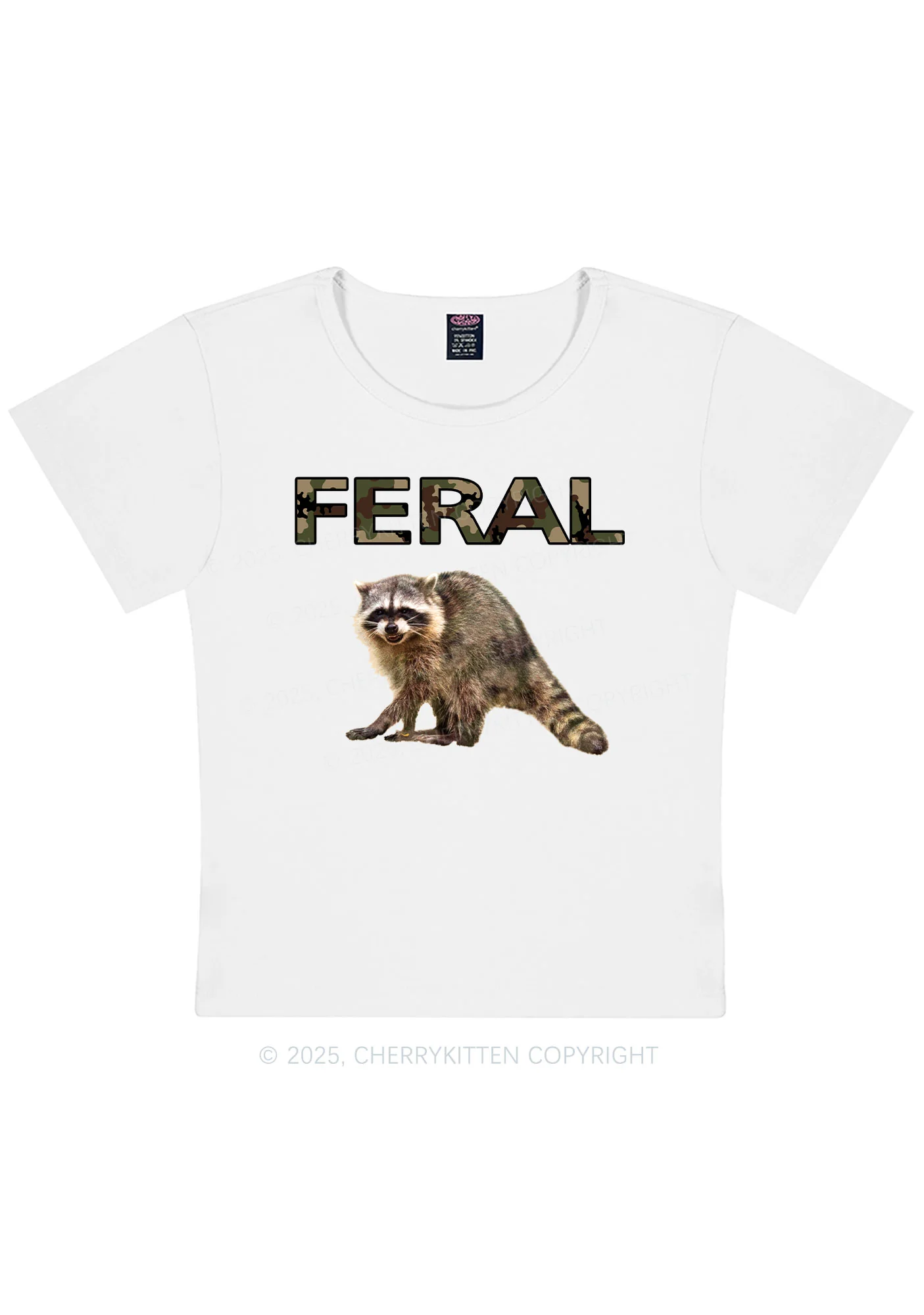 Curvy Feral Raccoon Y2K Baby Tee Cherrykitten - Image 3