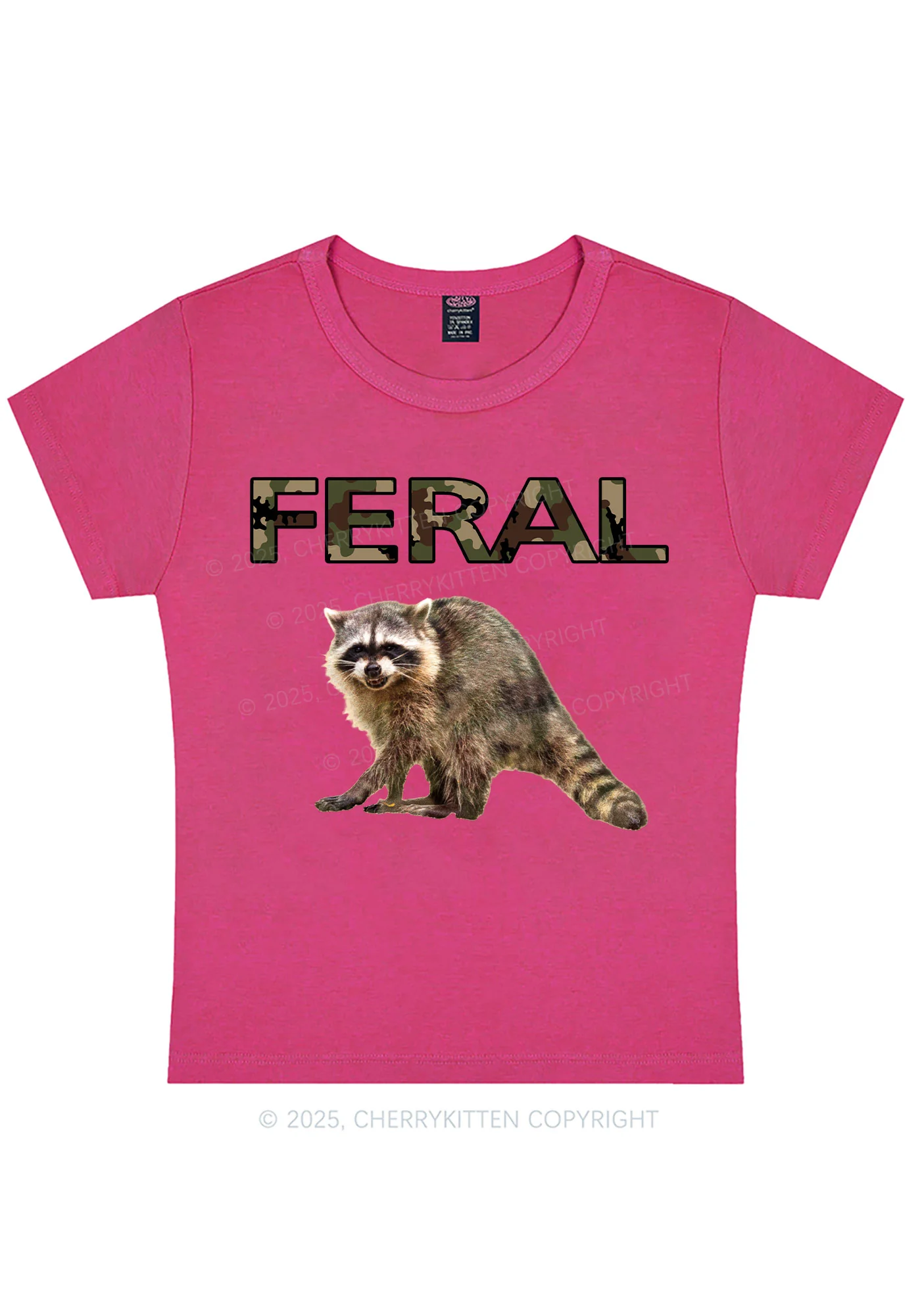 Curvy Feral Raccoon Y2K Baby Tee Cherrykitten - Image 4