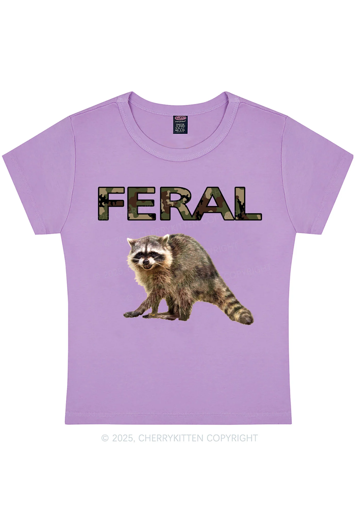 Curvy Feral Raccoon Y2K Baby Tee Cherrykitten - Image 5