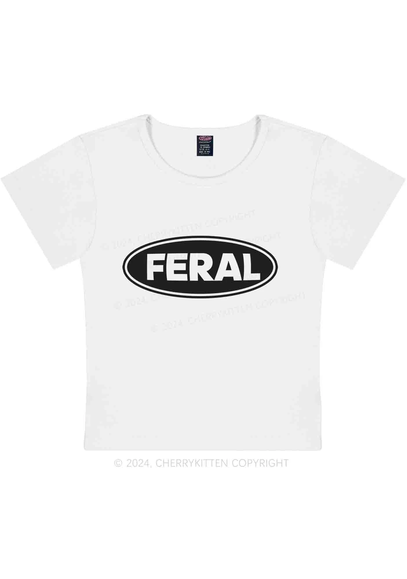 Curvy Feral Y2K Baby Tee Cherrykitten - Image 2