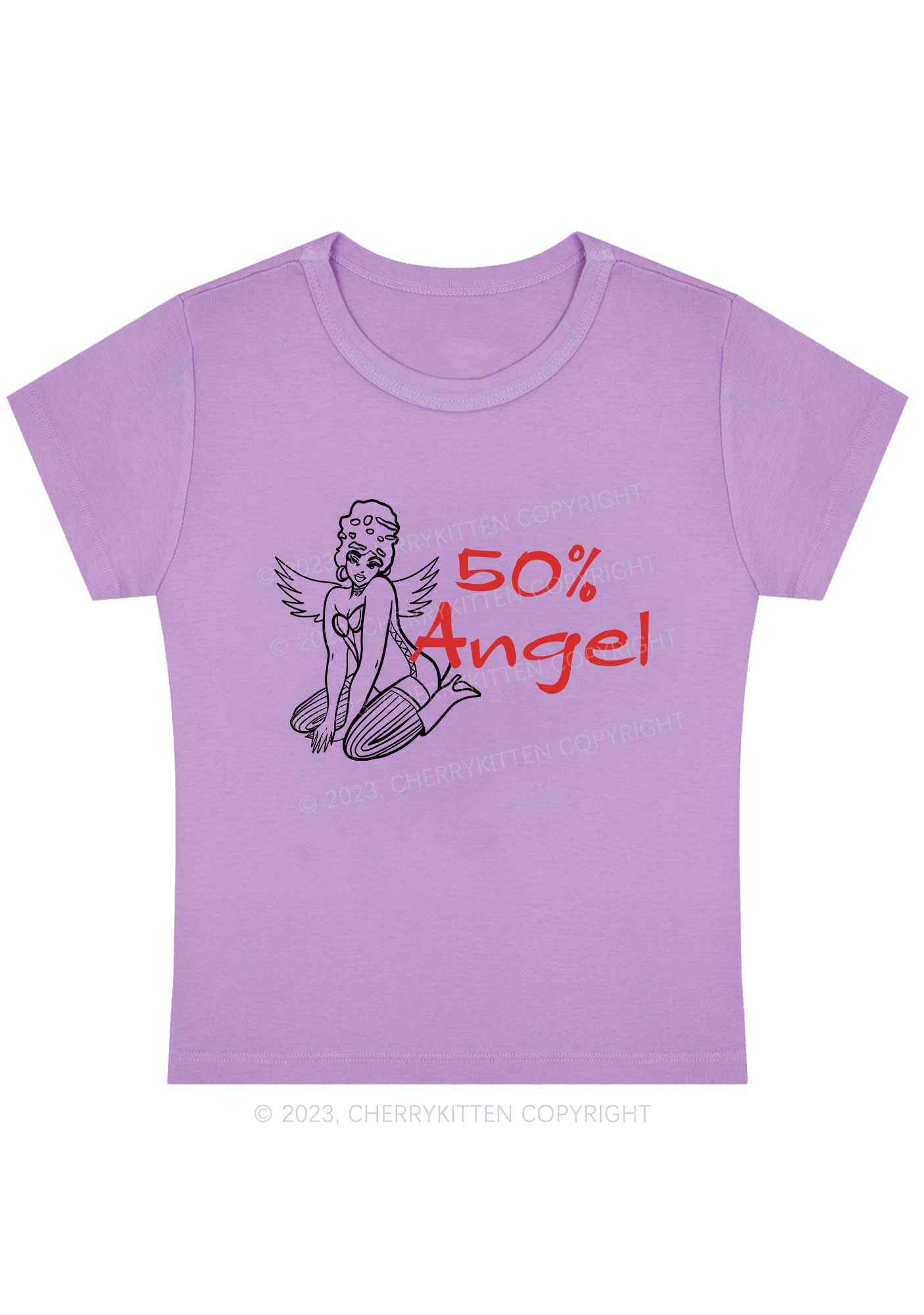 Curvy Fifty Percent Angel Y2K Baby Tee Cherrykitten - Image 4