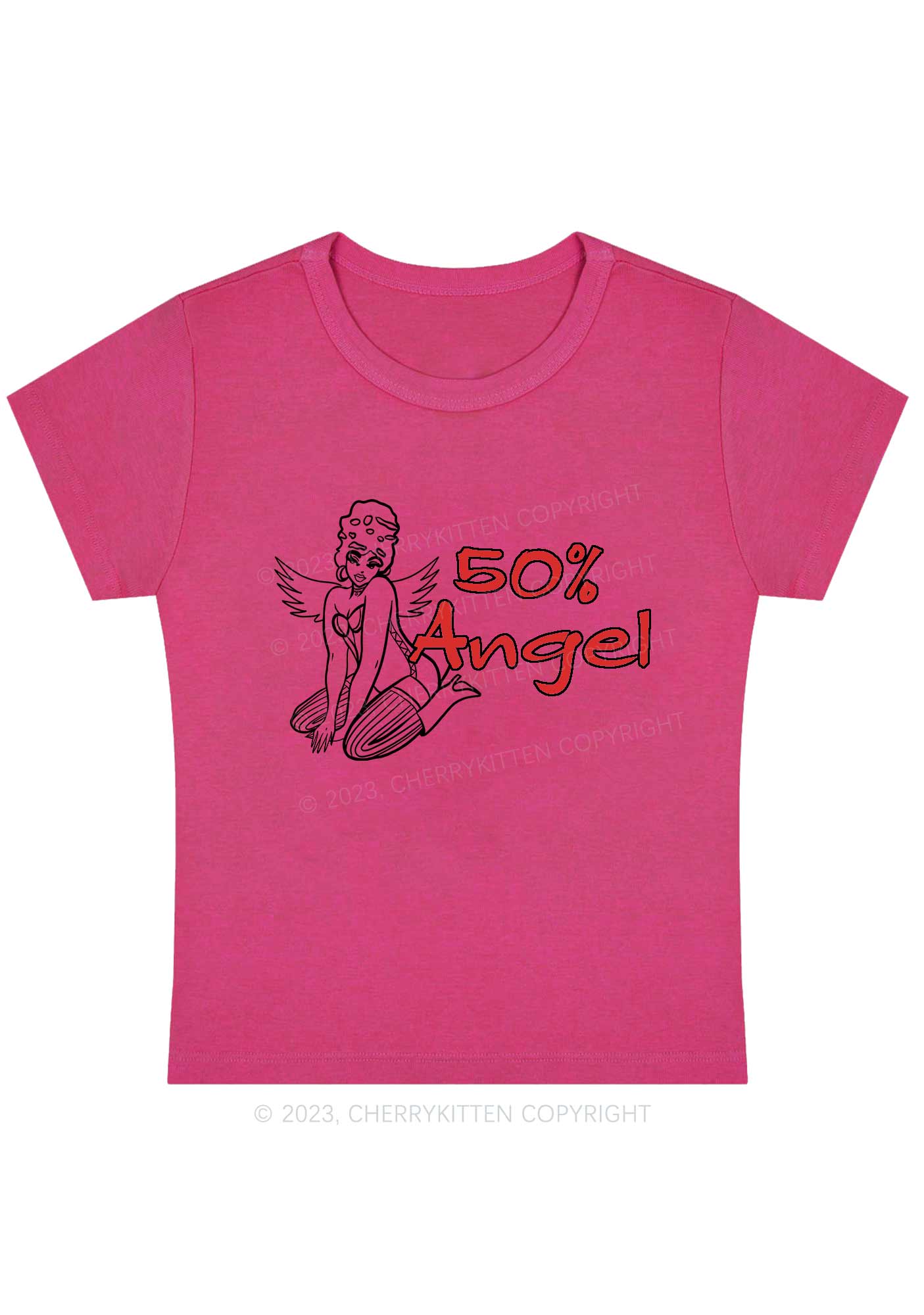 Curvy Fifty Percent Angel Y2K Baby Tee Cherrykitten - Image 5