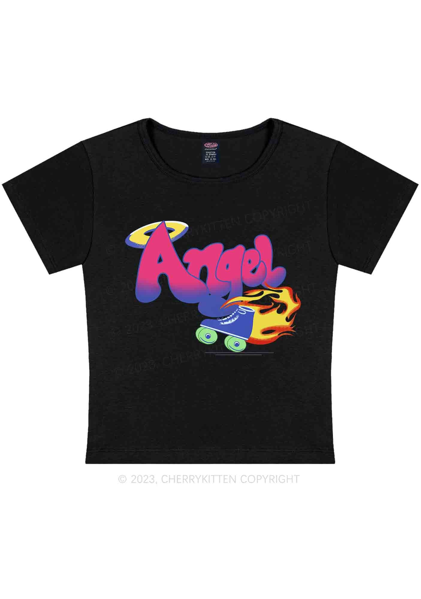 Curvy Fire Angel Y2K Baby Tee Cherrykitten - Image 2