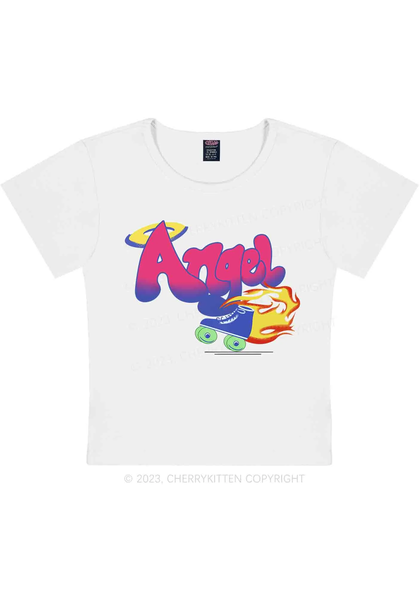 Curvy Fire Angel Y2K Baby Tee Cherrykitten - Image 3
