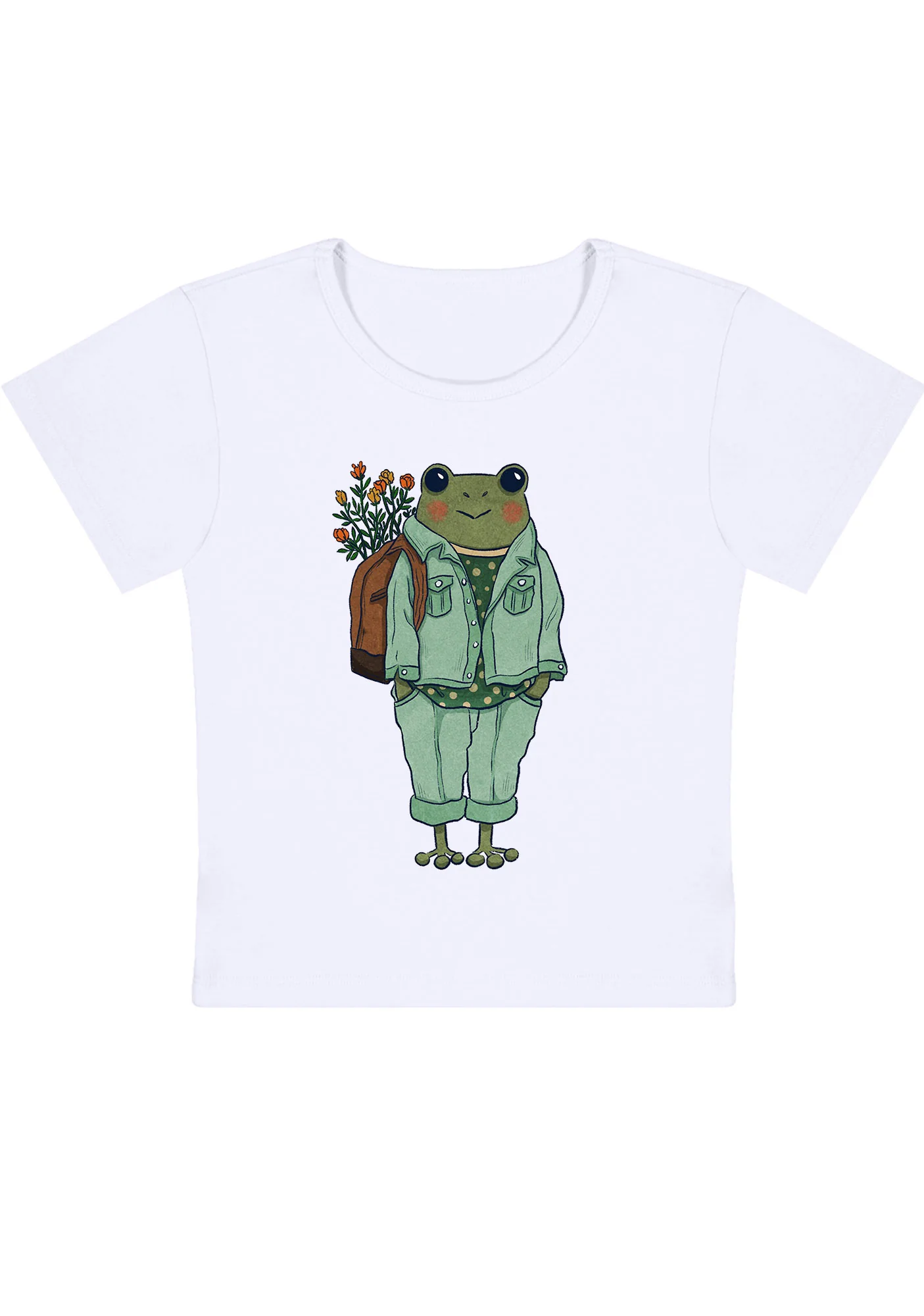 Curvy Frog Backpack Flowers Baby Tee - Image 2