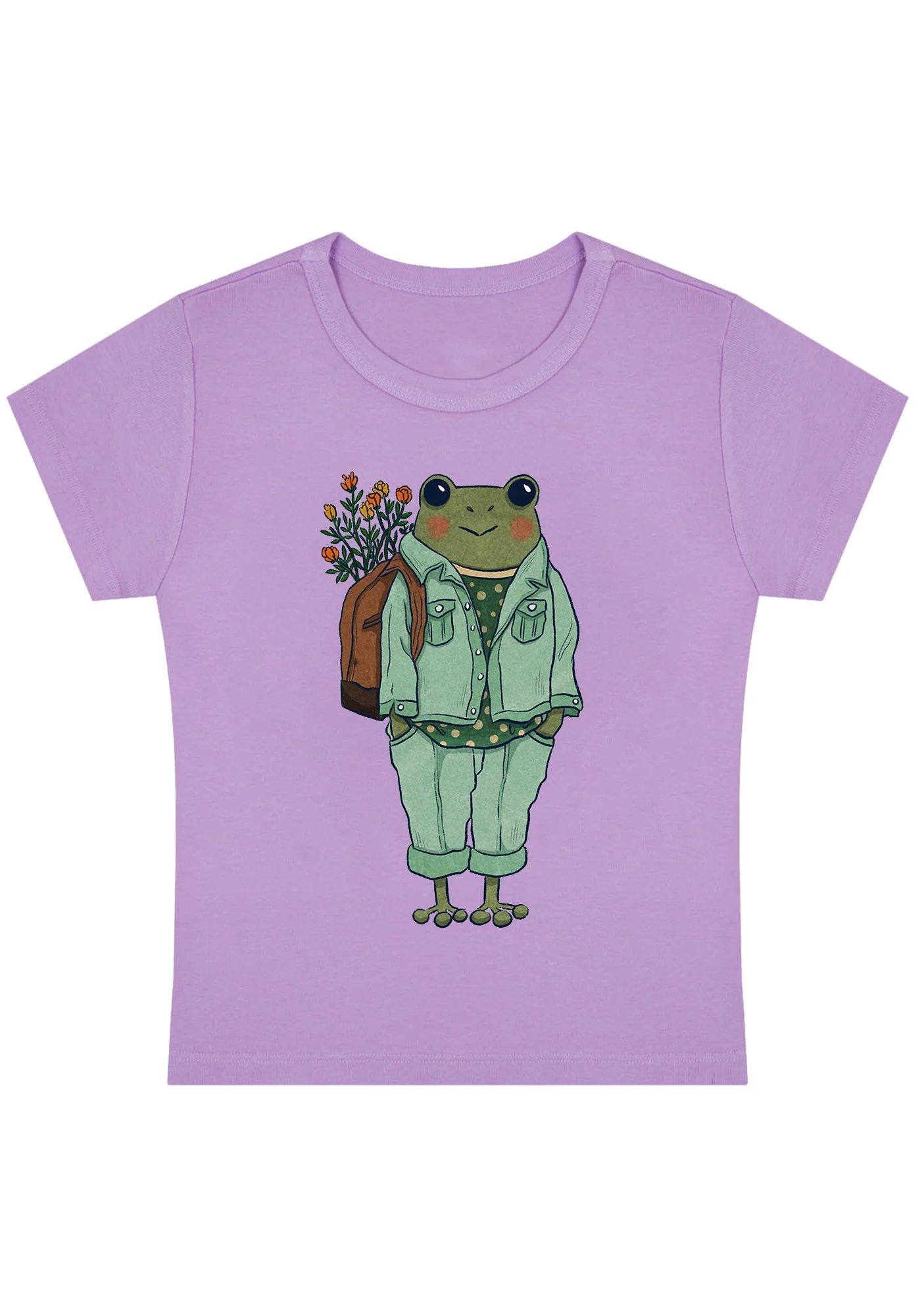 Curvy Frog Backpack Flowers Baby Tee - Image 4