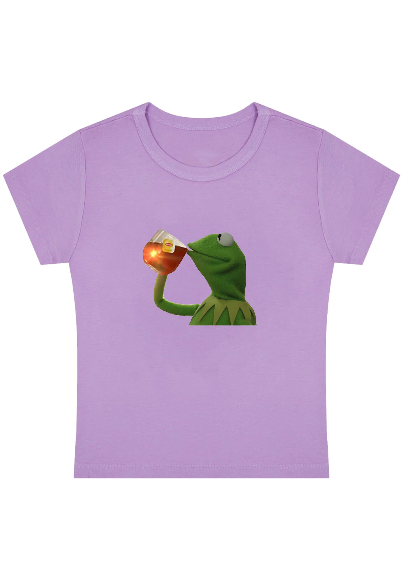 Curvy Frog Is Drinking Baby Tee - Image 3