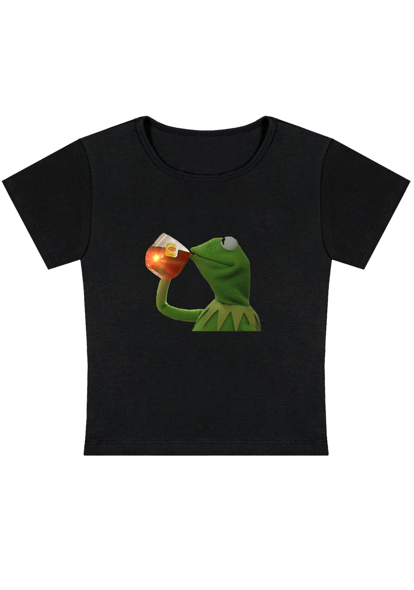 Curvy Frog Is Drinking Baby Tee - Image 4